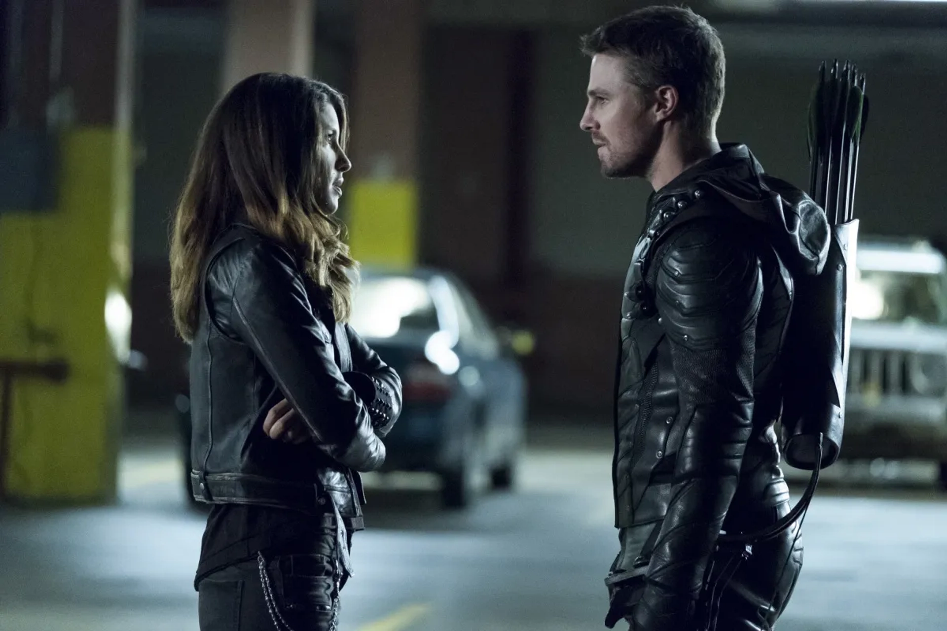 Stephen Amell and Juliana Harkavy in Arrow (2012)