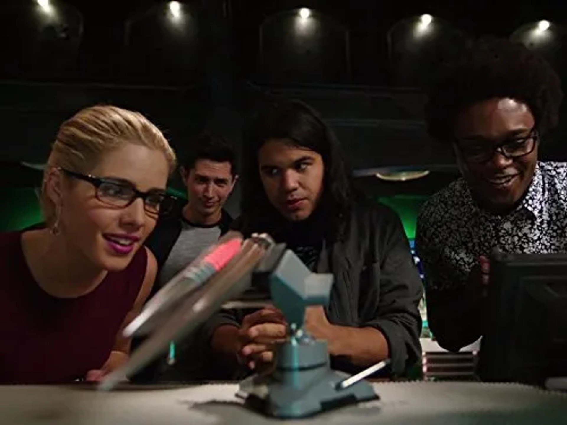 Joe Dinicol, Echo Kellum, Carlos Valdes, and Emily Bett Rickards in Arrow (2012)