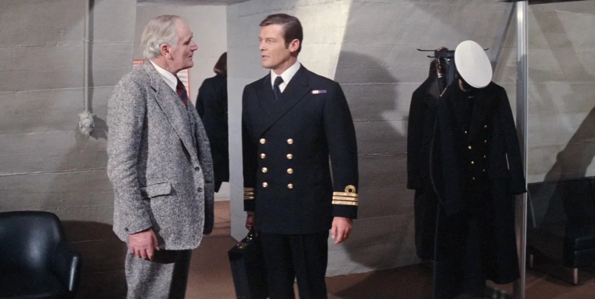 Roger Moore and Desmond Llewelyn in The Spy Who Loved Me (1977)