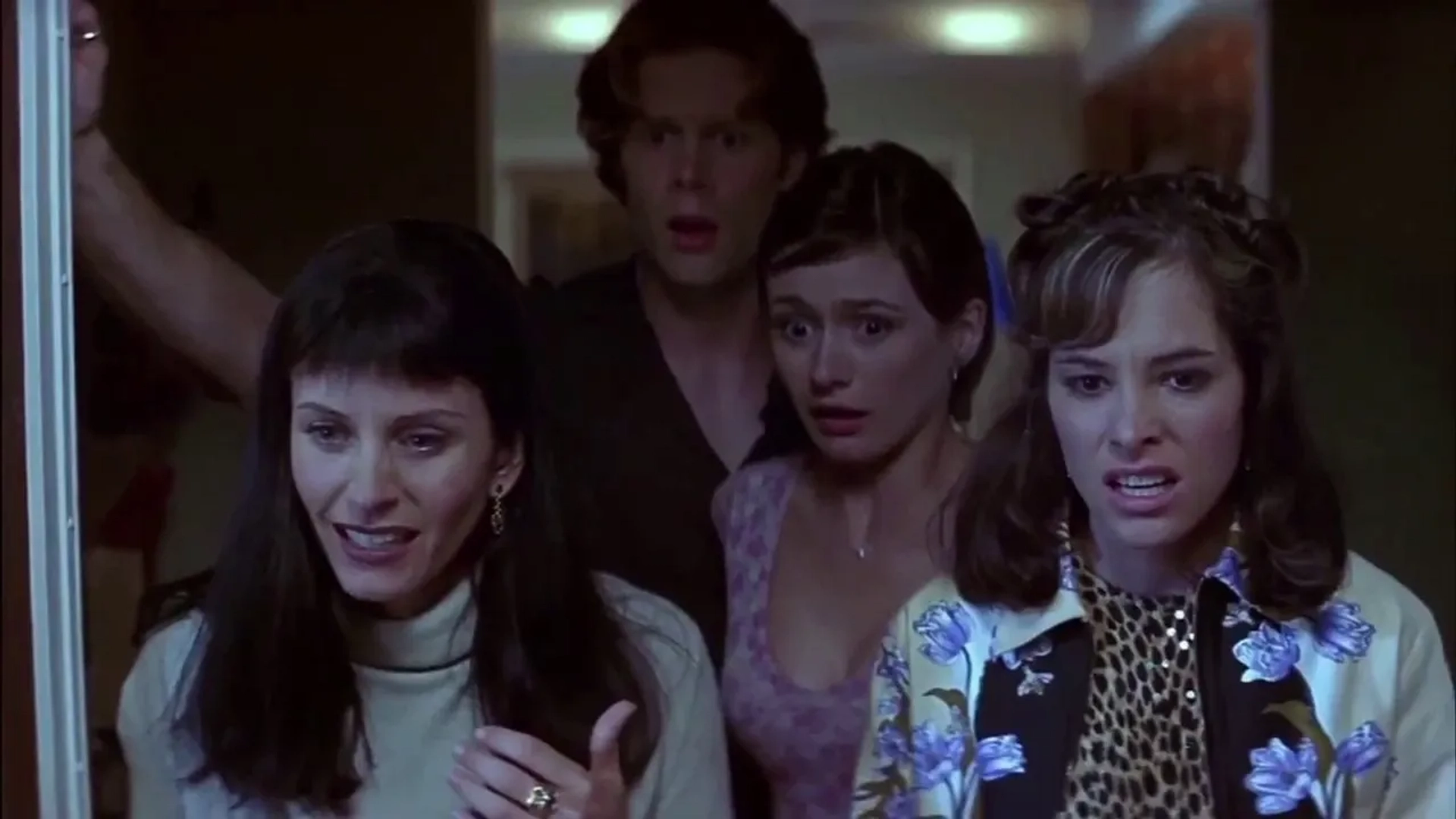 Parker Posey, Courteney Cox, Matt Keeslar, and Emily Mortimer in Scream 3 (2000)