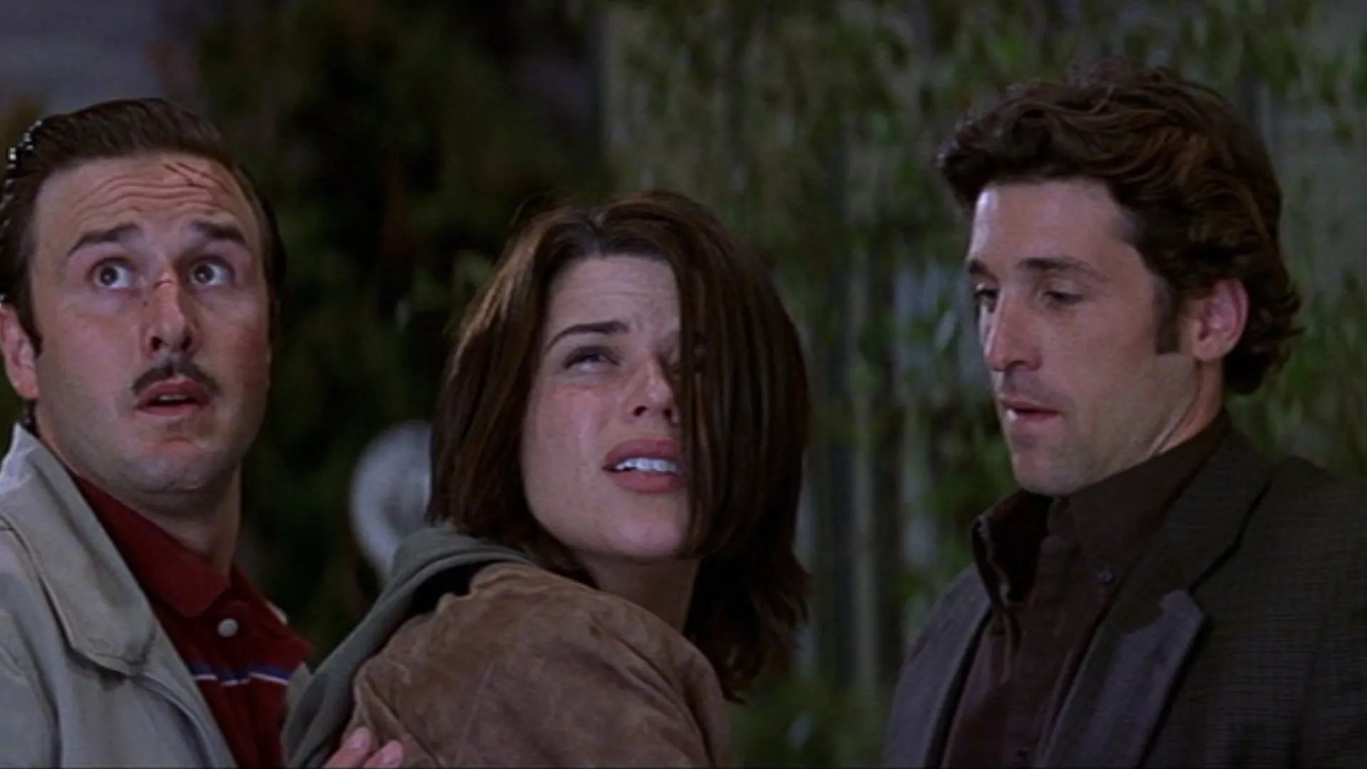 Neve Campbell, David Arquette, and Patrick Dempsey in Scream 3 (2000)