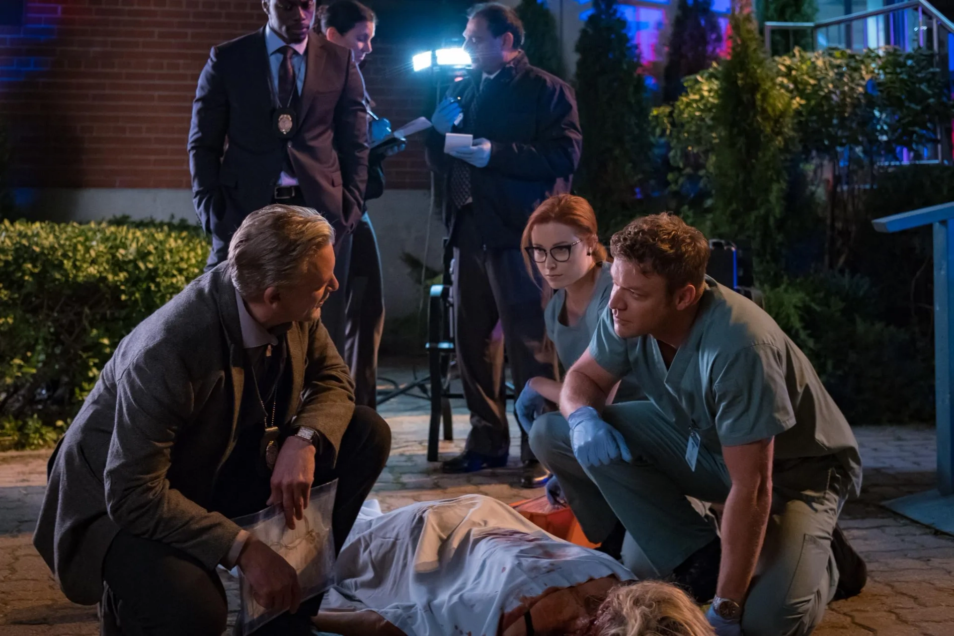 Clé Bennett, Callum Keith Rennie, Matt Passmore, and Hannah Emily Anderson in Jigsaw (2017)