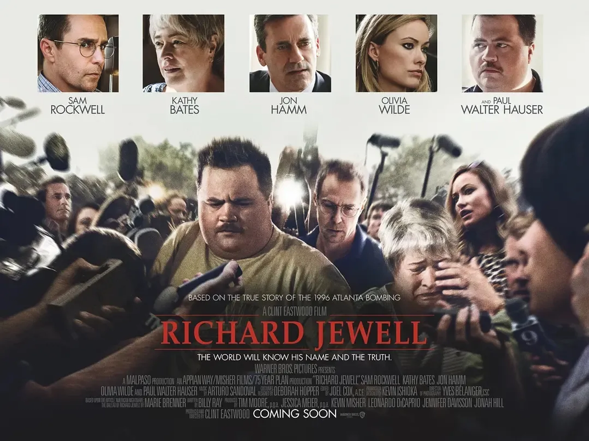 Kathy Bates, Sam Rockwell, Jon Hamm, Olivia Wilde, and Paul Walter Hauser in Richard Jewell (2019)