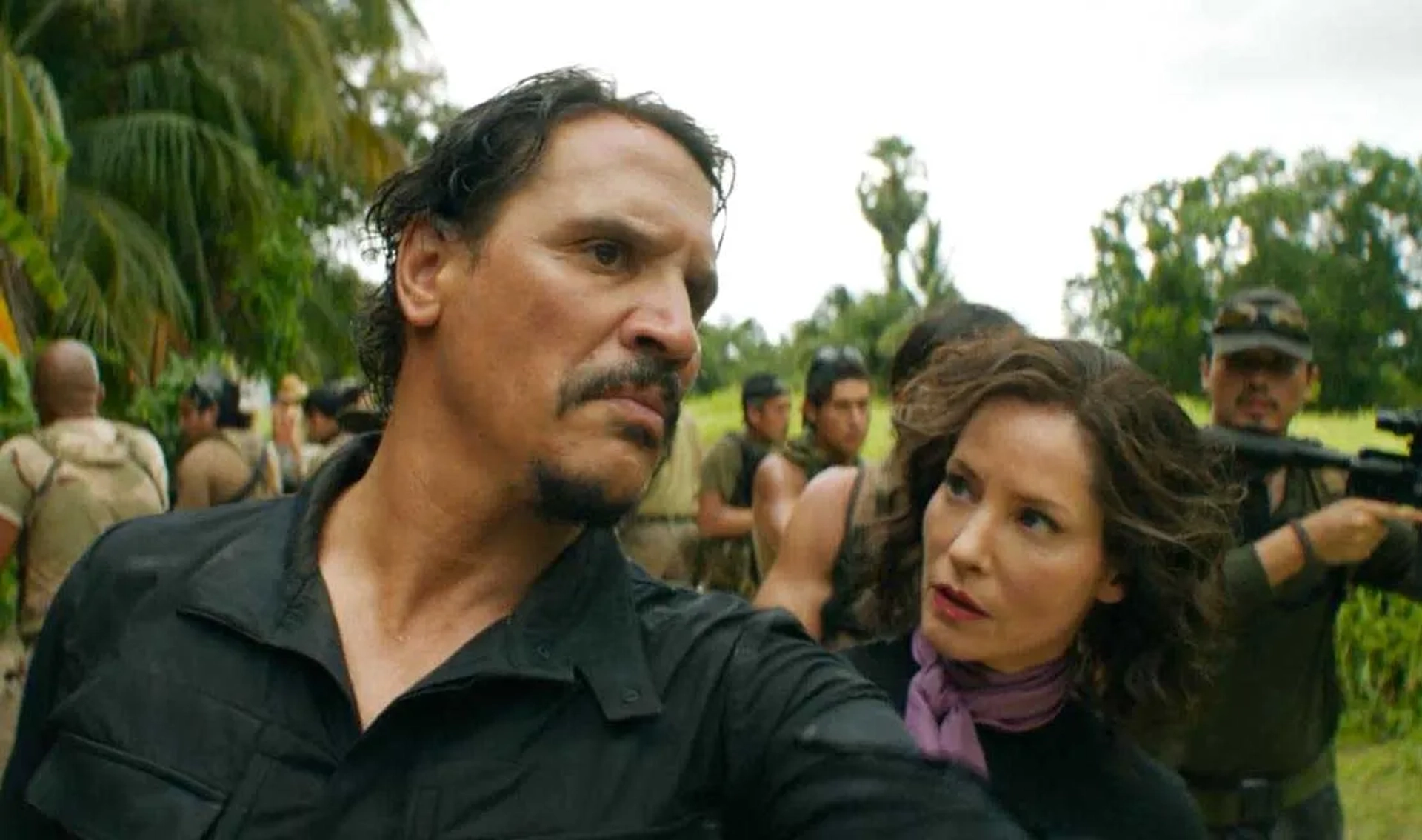 Sienna Guillory and Sergio Peris-Mencheta in Meg 2: The Trench (2023)