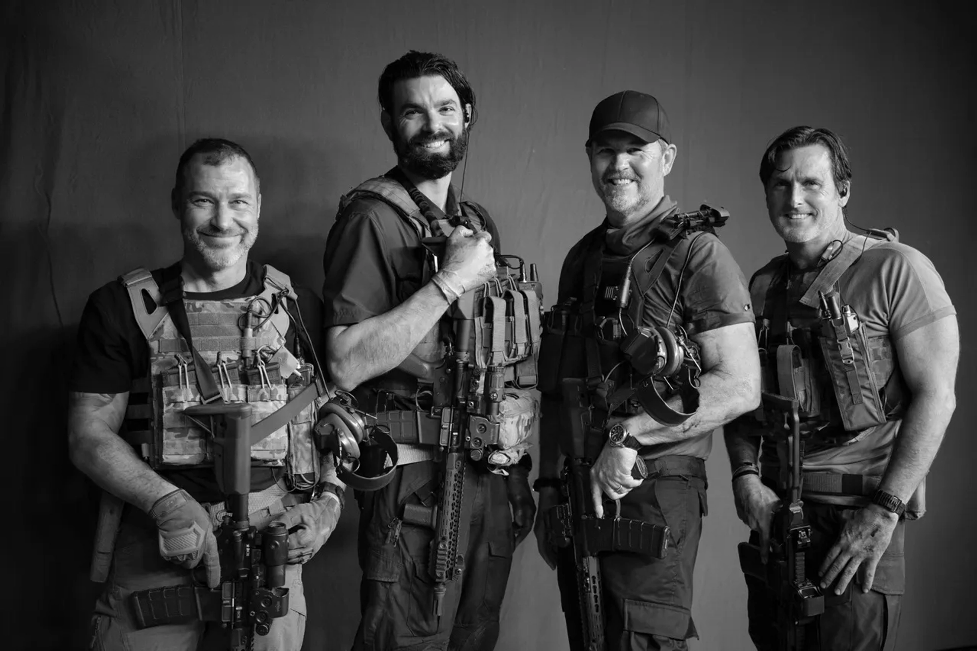 The on camera Extraction Team, left to right: Craig ’Chili’ Palmer, Yosuel Garcia, Patrick Newall, and RJ Casey for Extraction 2 (2023)