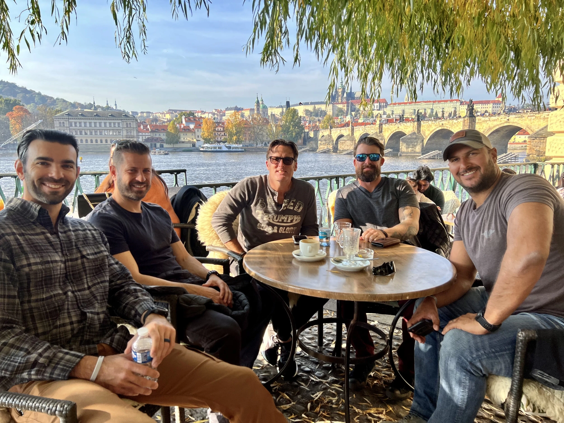 The real world rescue team in Prague, left to right: Yosuel Garcia, Dave Johnson, RJ Casey, Tim Anders, and Brandon Forshaw for Extraction 2 (2023)