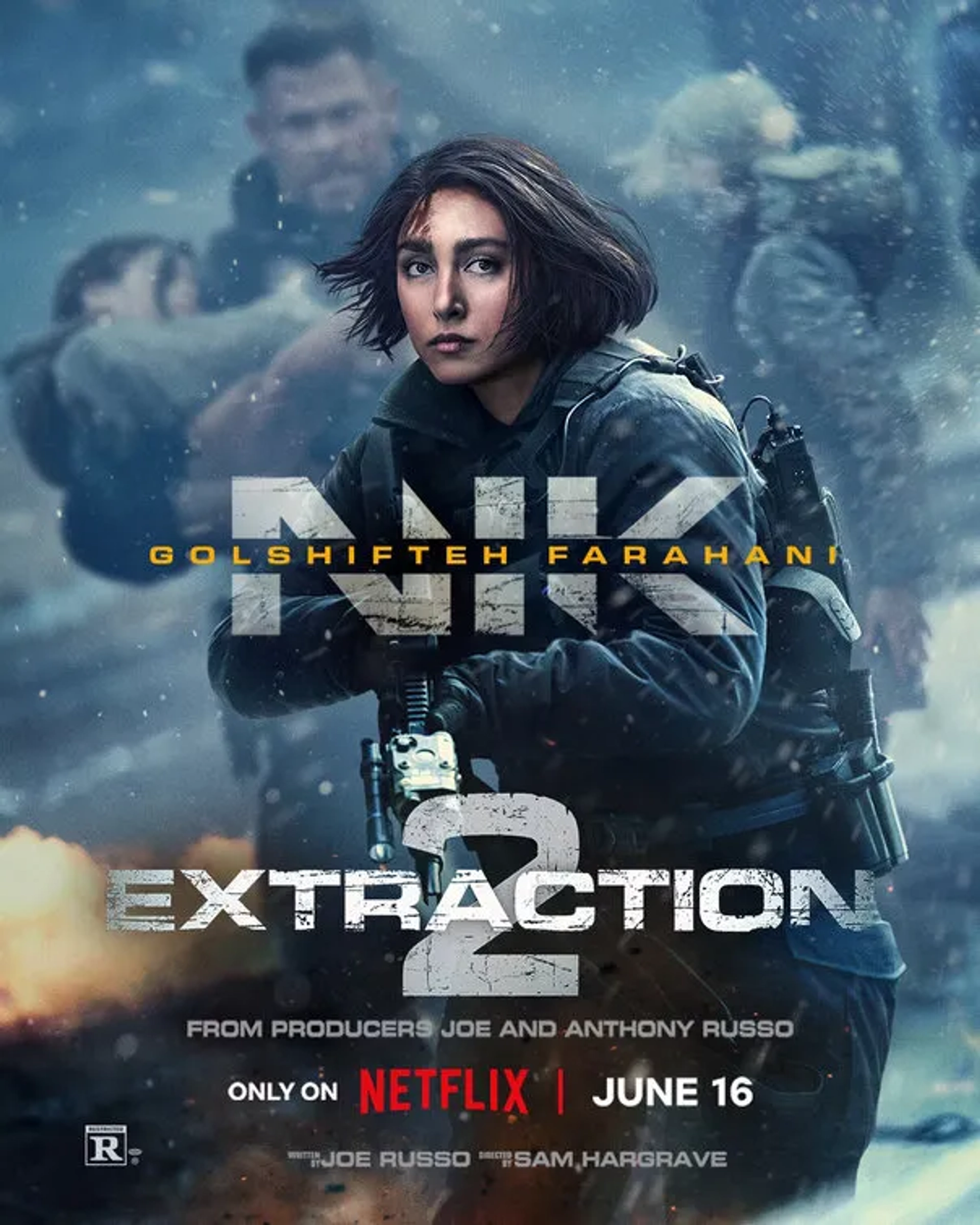 Golshifteh Farahani, Chris Hemsworth, Mariami Kovziashvili, Marta Kovziashvili, and Tinatin Dalakishvili in Extraction II (2023)