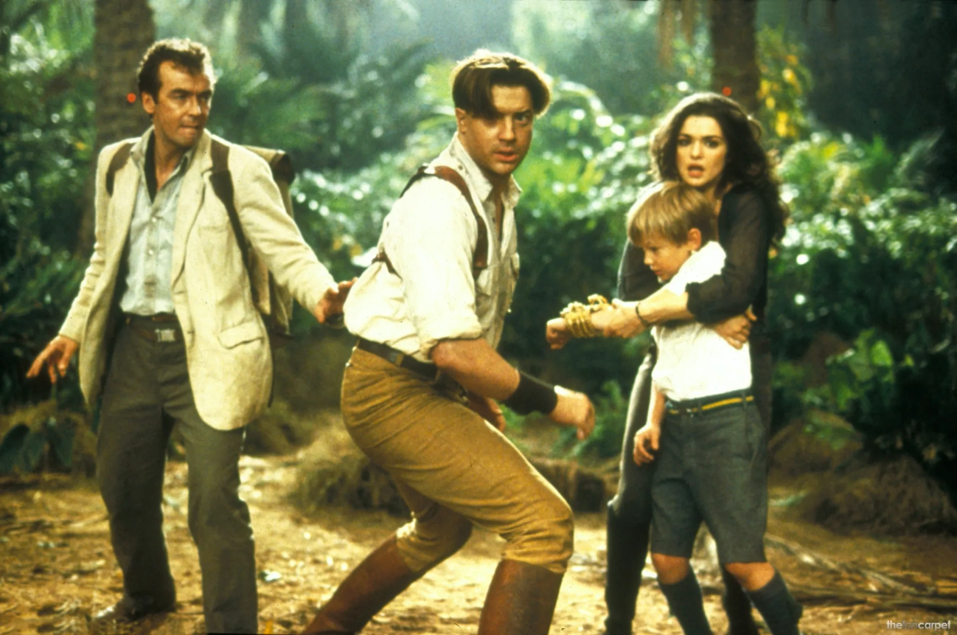 Brendan Fraser, John Hannah, Rachel Weisz, and Freddie Boath in The Mummy Returns (2001)