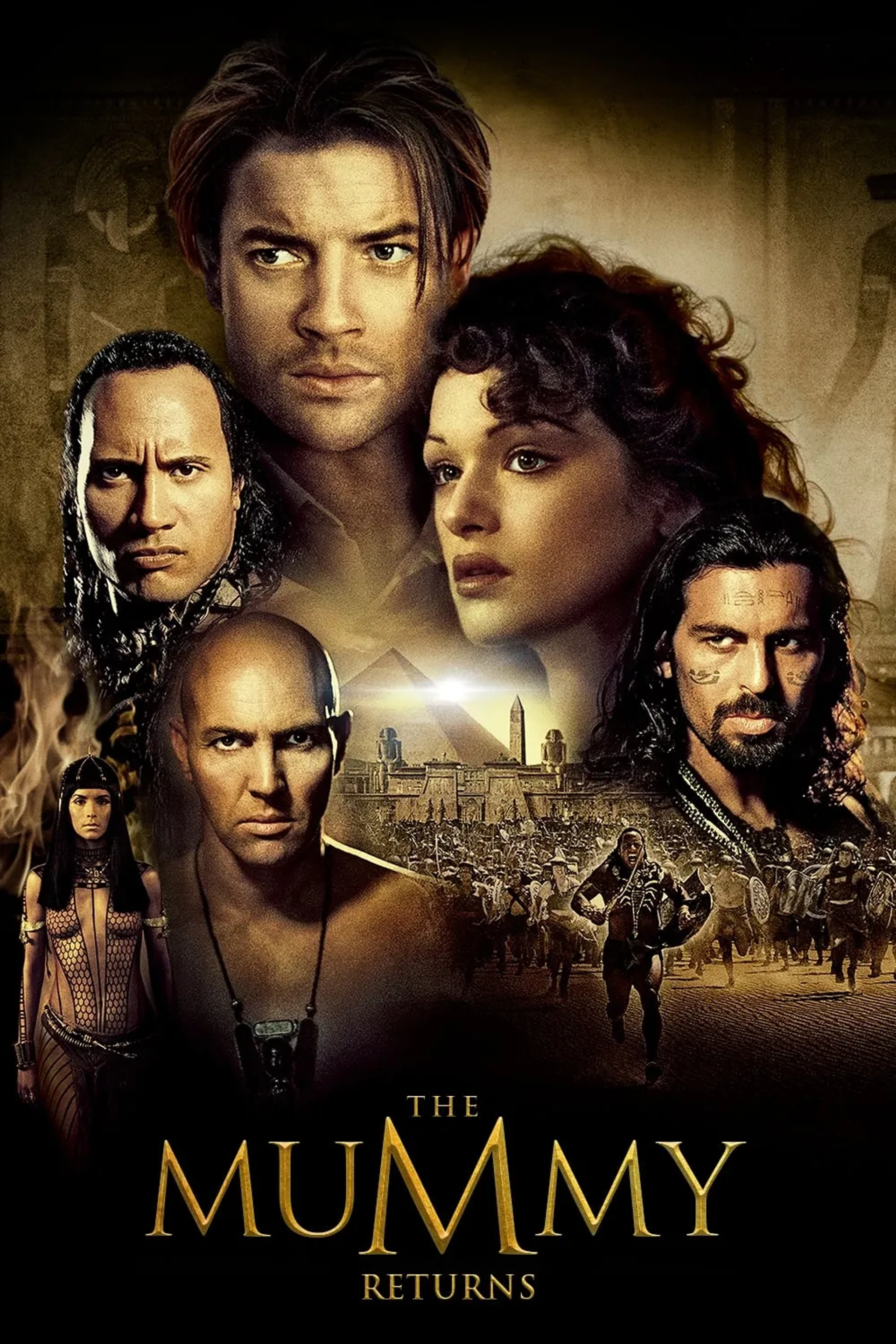 Brendan Fraser, Rachel Weisz, Oded Fehr, Dwayne Johnson, Patricia Velasquez, and Arnold Vosloo in The Mummy Returns (2001)