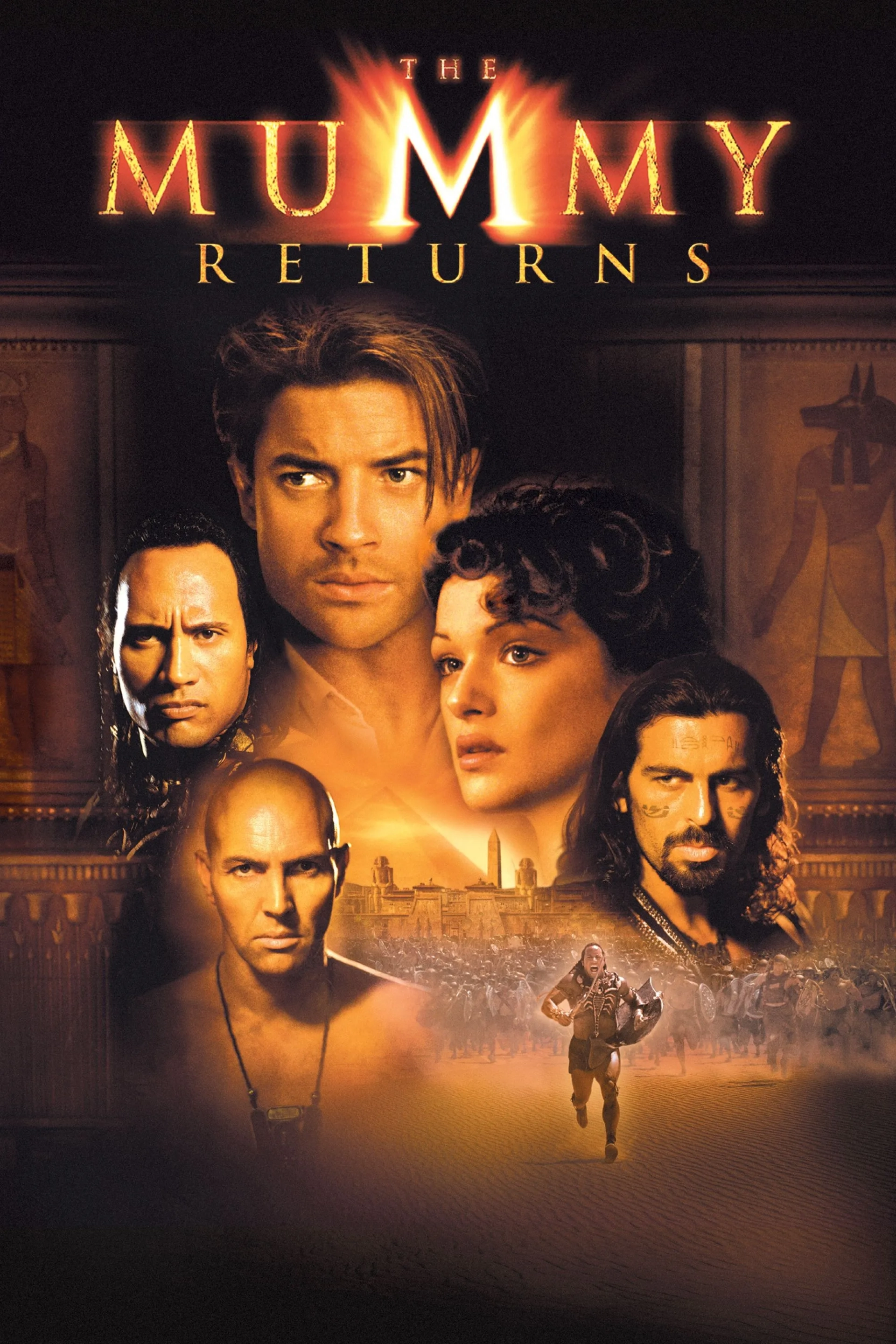 Brendan Fraser, Rachel Weisz, Oded Fehr, Dwayne Johnson, Patricia Velasquez, and Arnold Vosloo in The Mummy Returns (2001)