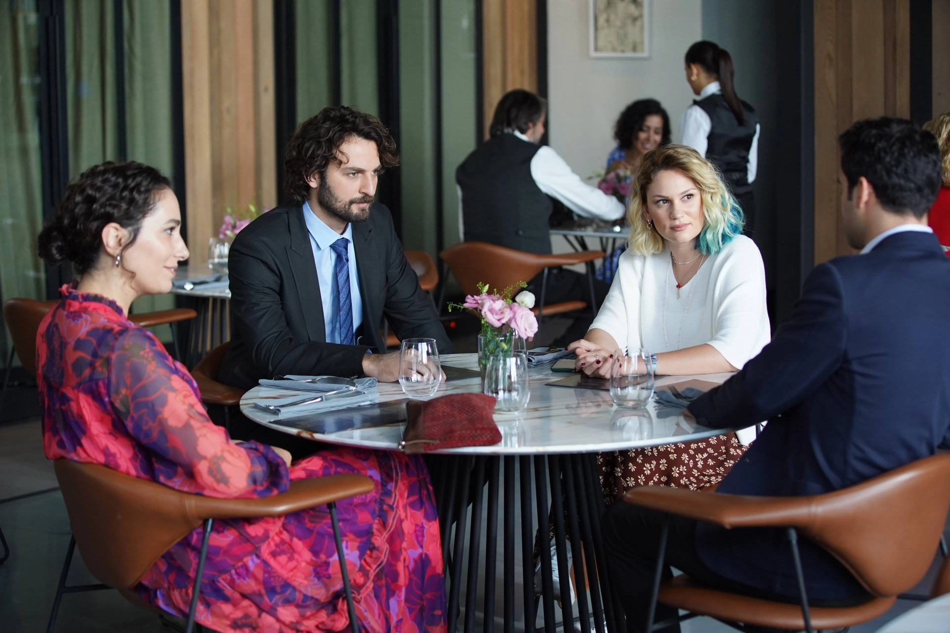 Esra Rusan, Birkan Sokullu, Farah Zeynep Abdullah, and Ugur Uzunel in The Innocents (2020)