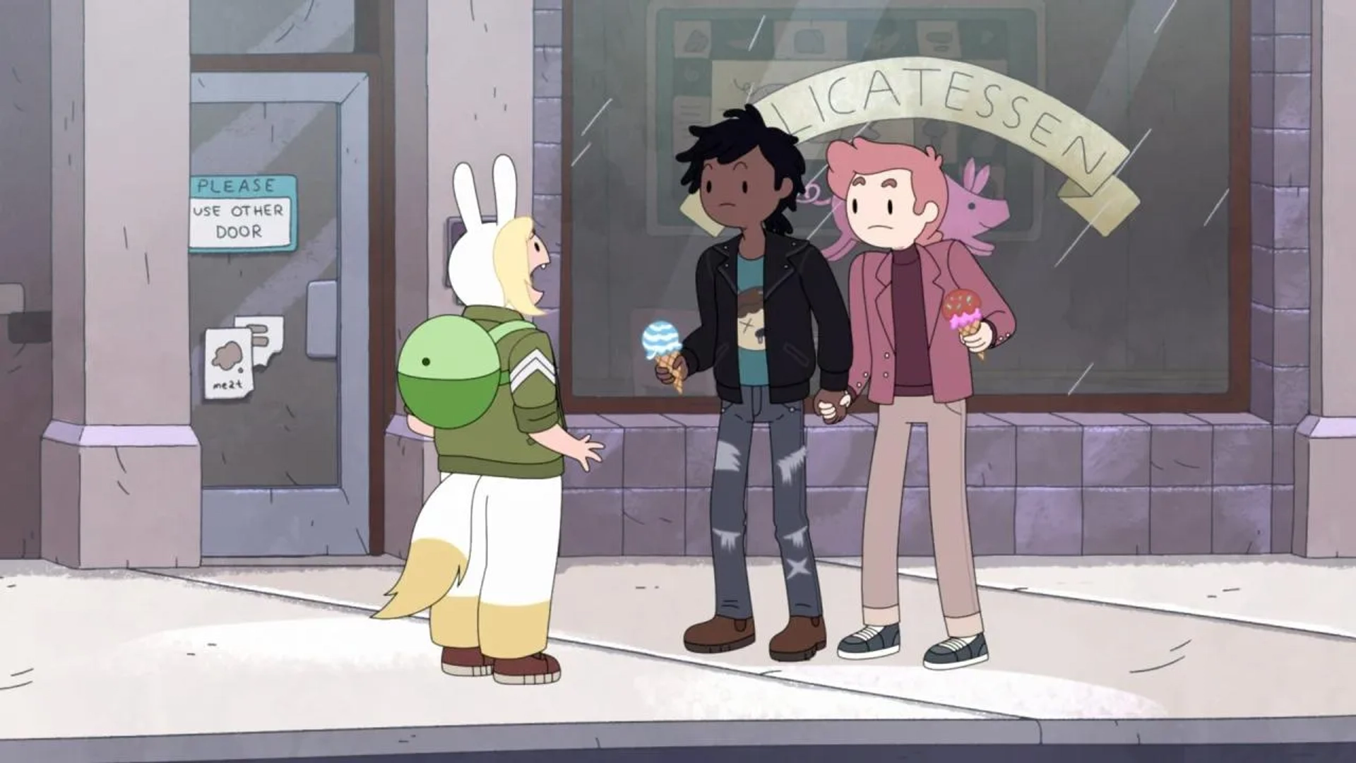 Andrew Rannells, Madeleine Martin, and Donald Glover in Adventure Time: Fionna & Cake (2023)