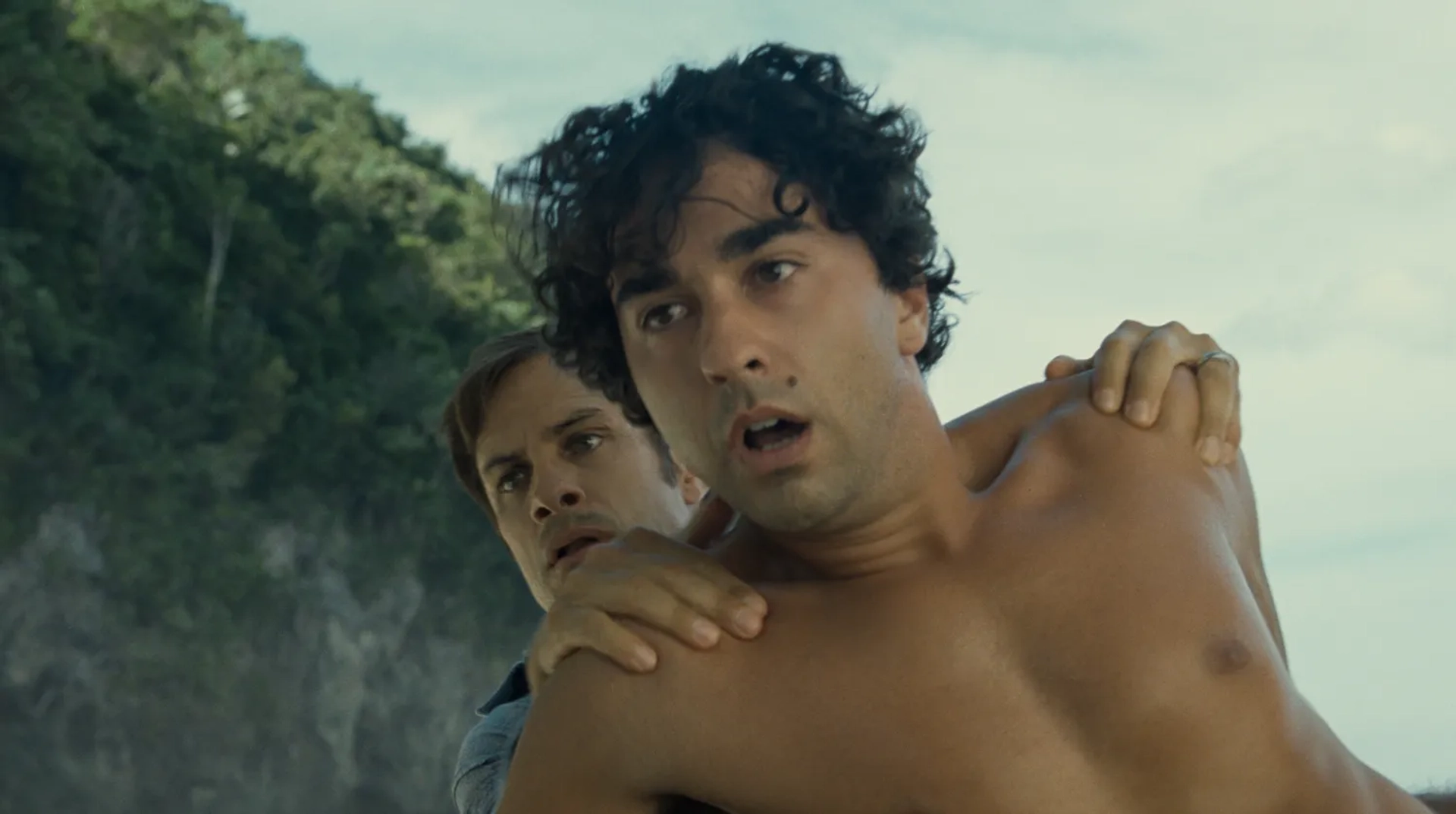 Gael García Bernal and Alex Wolff in Old (2021)