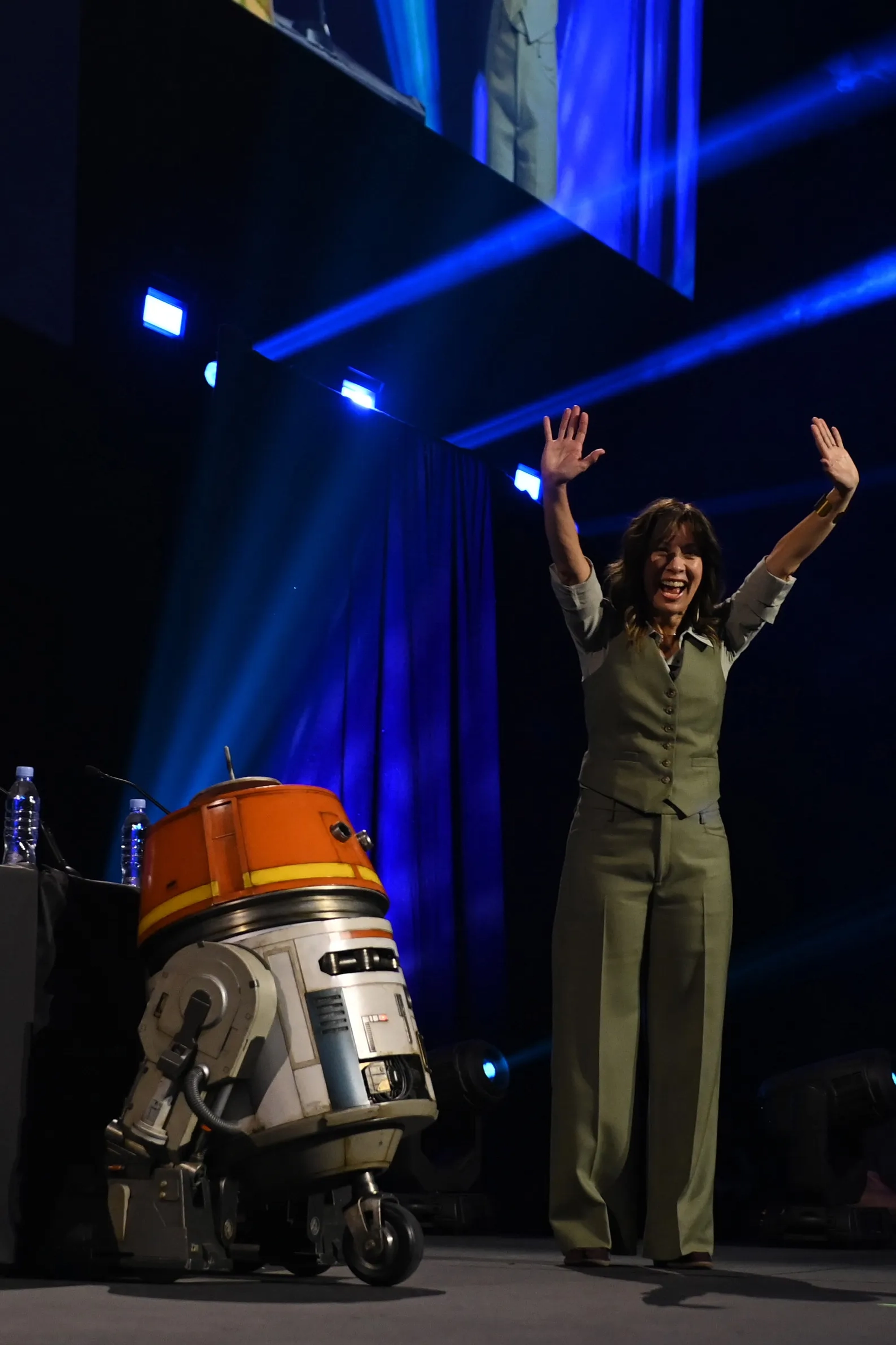 Diana Lee Inosanto and Dave Filoni at an event for Ahsoka (2023)