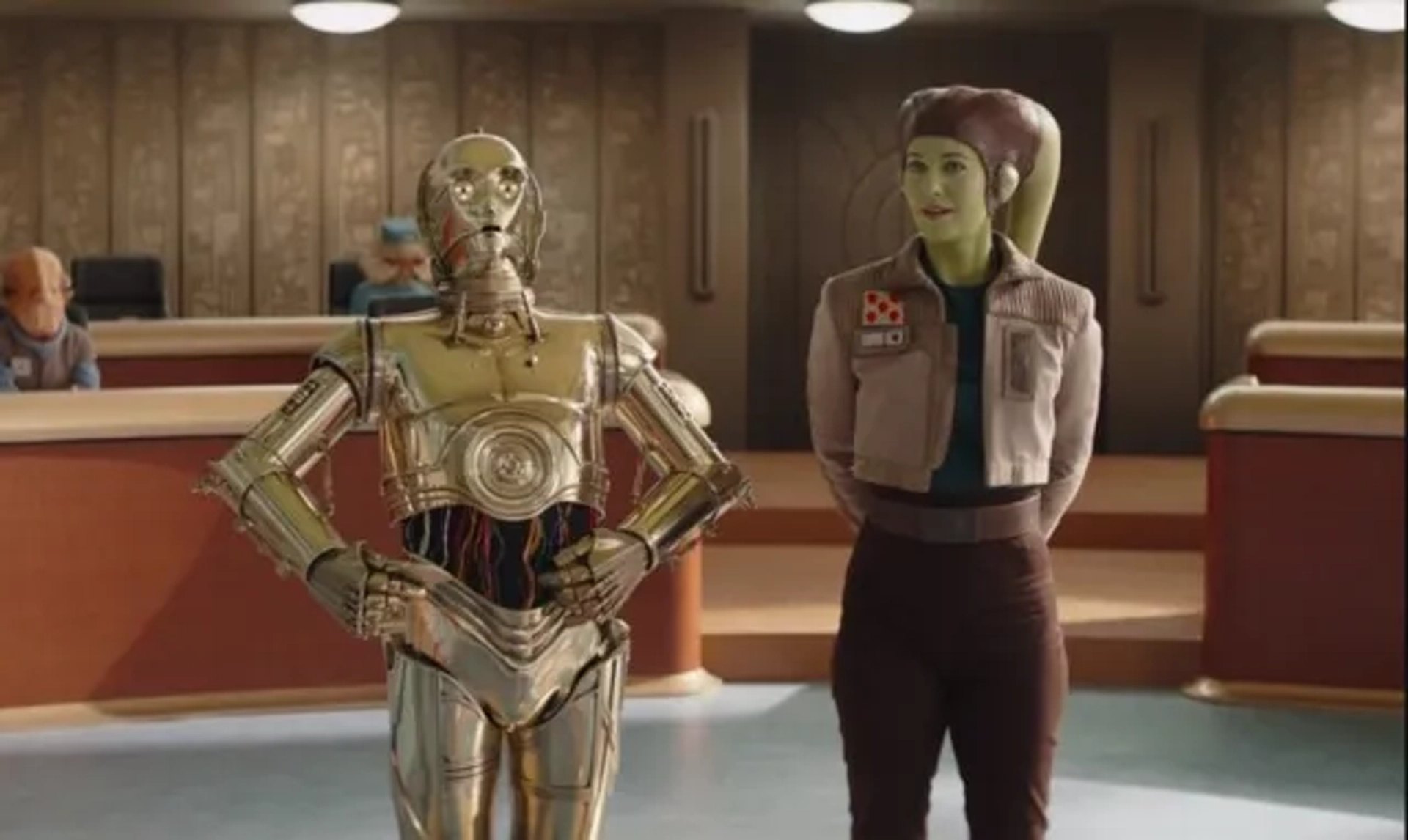 Anthony Daniels and Mary Elizabeth Winstead in Ahsoka (2023)