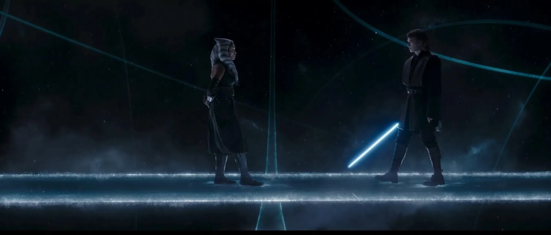 Hayden Christensen and Rosario Dawson in Ahsoka (2023)