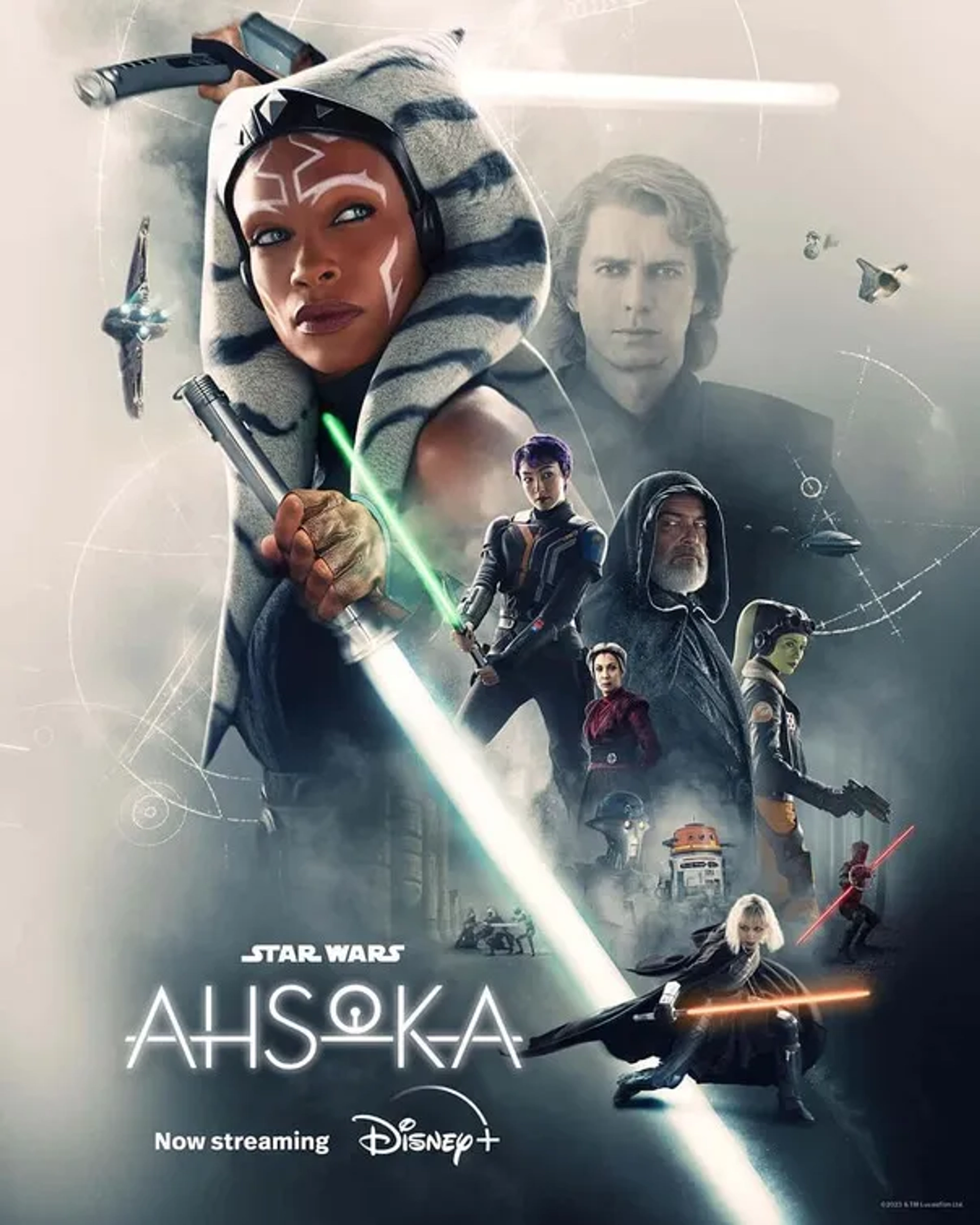 Hayden Christensen, Rosario Dawson, Diana Lee Inosanto, Ray Stevenson, Mary Elizabeth Winstead, Ivanna Sakhno, and Natasha Liu Bordizzo in Ahsoka (2023)