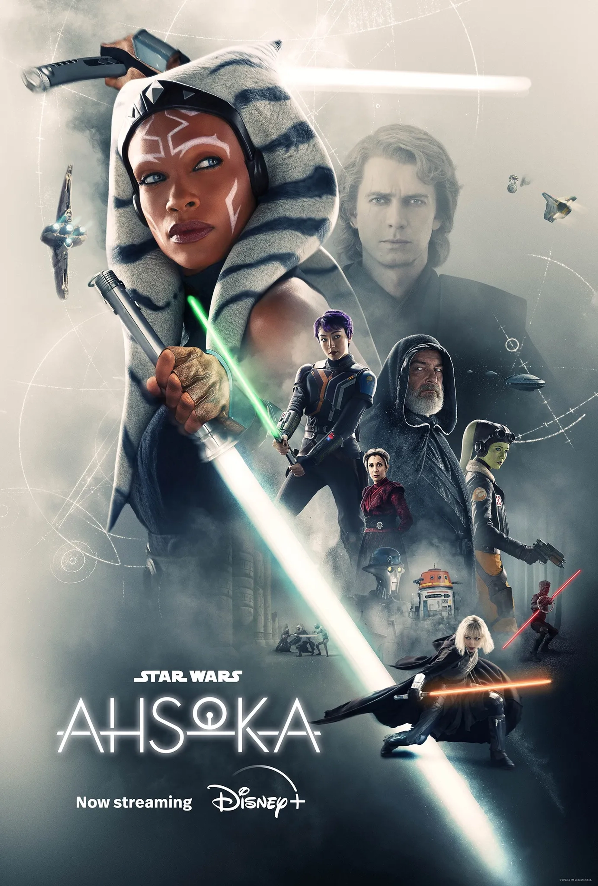 Hayden Christensen, Rosario Dawson, Diana Lee Inosanto, Ray Stevenson, Mary Elizabeth Winstead, Ivanna Sakhno, and Natasha Liu Bordizzo in Ahsoka (2023)