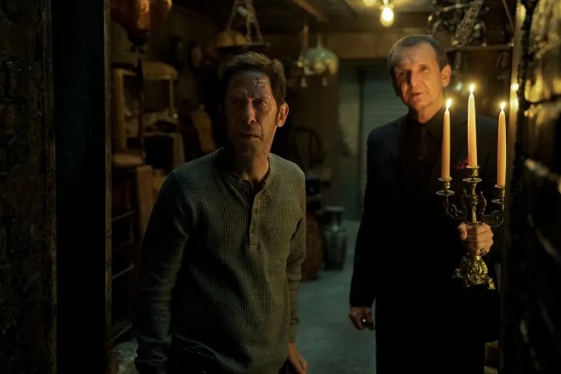 Sebastian Roché and Tim Blake Nelson in Guillermo del Toro's Cabinet of Curiosities: Lot 36 (2022)