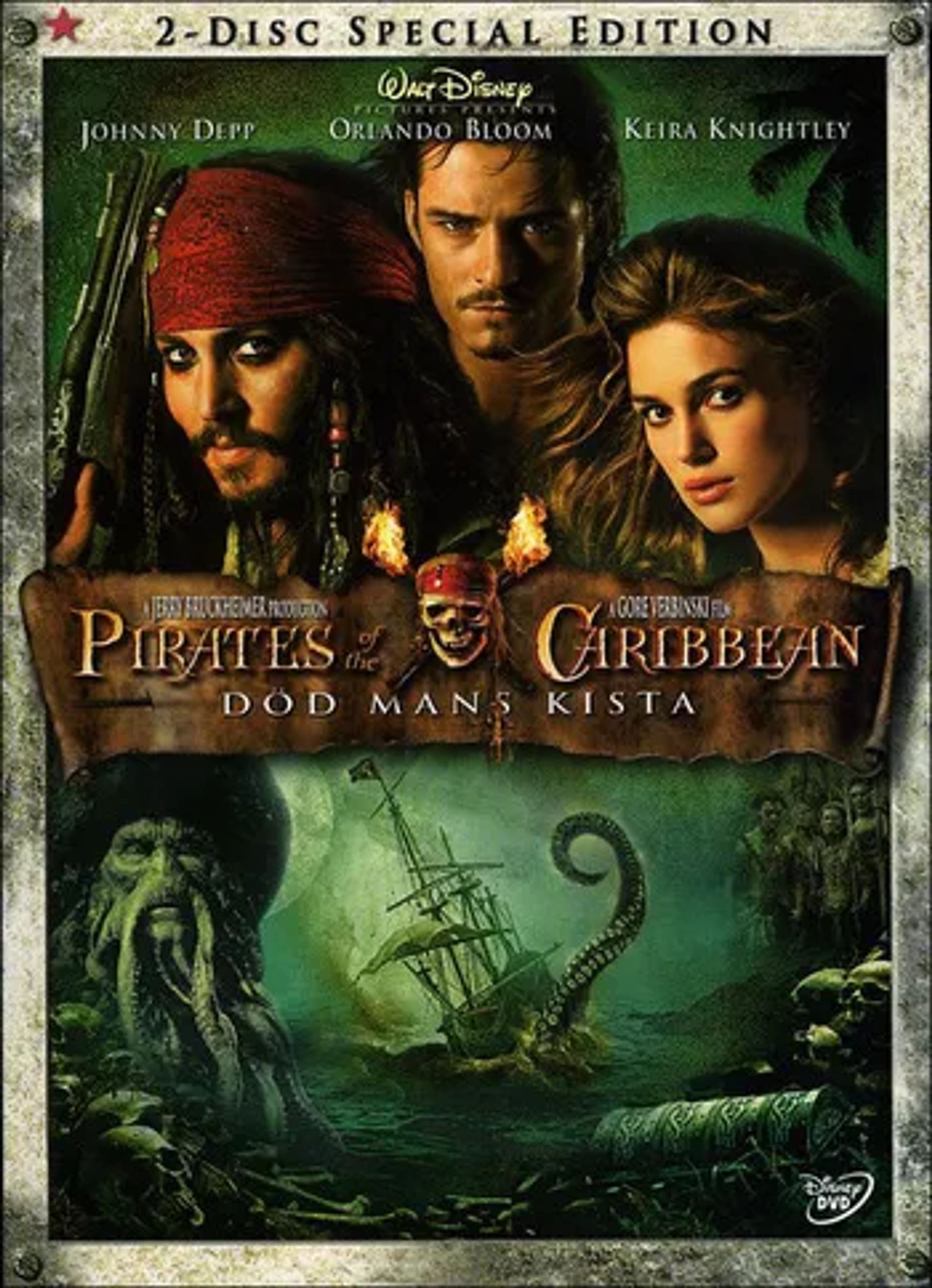 Johnny Depp, Orlando Bloom, Keira Knightley, and Bill Nighy in Pirates of the Caribbean: Dead Man's Chest (2006)