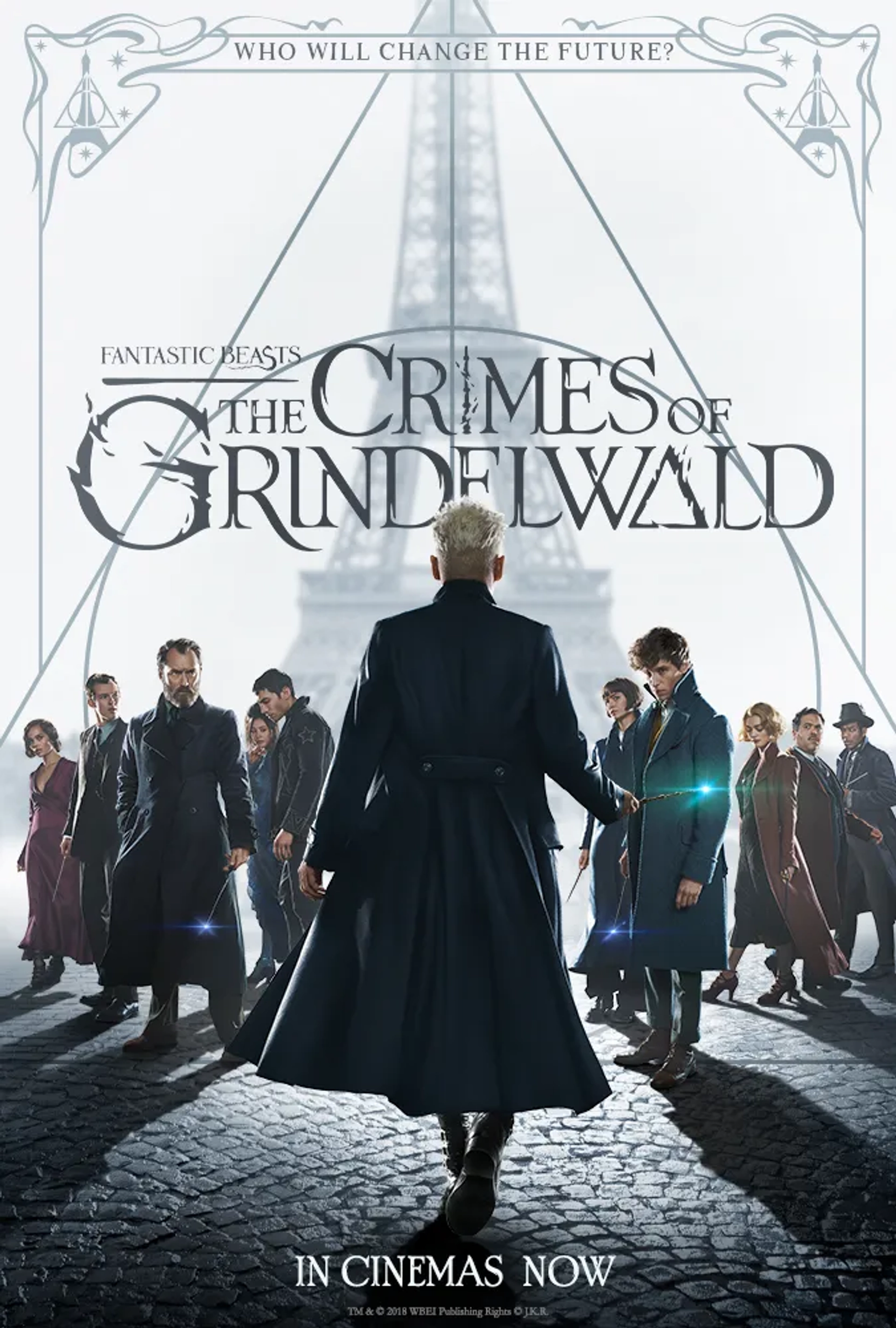 Johnny Depp, Jude Law, Dan Fogler, William Nadylam, Alison Sudol, Eddie Redmayne, Katherine Waterston, Claudia Kim, Zoë Kravitz, Ezra Miller, and Callum Turner in Fantastic Beasts: The Crimes of Grindelwald (2018)