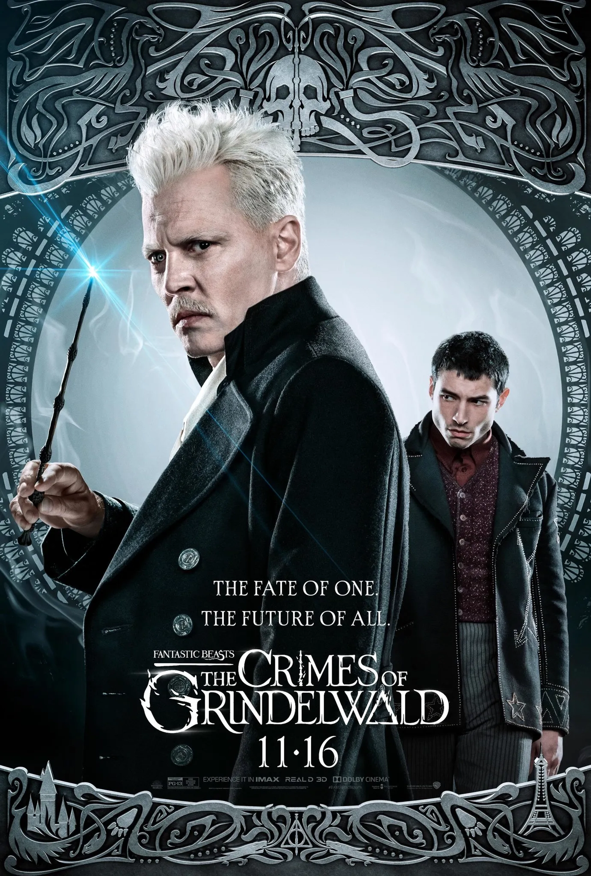 Johnny Depp and Ezra Miller in Fantastic Beasts: The Crimes of Grindelwald (2018)