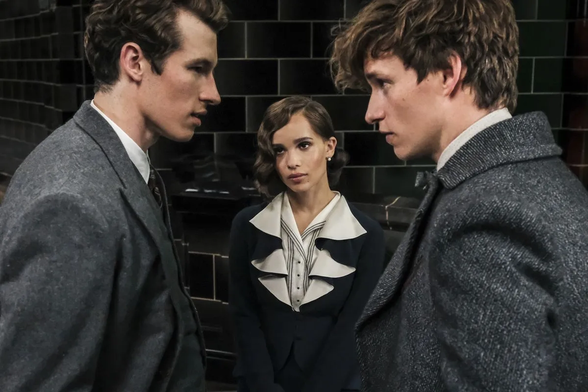 Eddie Redmayne, Zoë Kravitz, and Callum Turner in Fantastic Beasts: The Crimes of Grindelwald (2018)