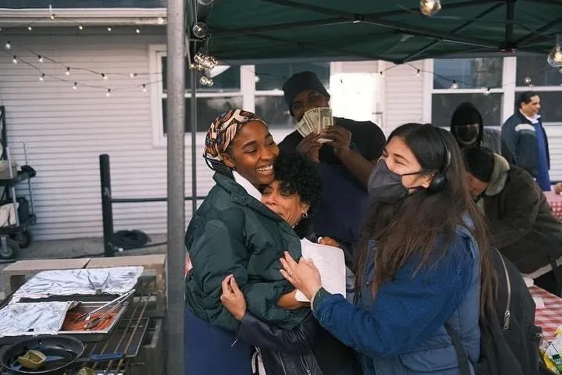 Liza Colón-Zayas, Lionel Boyce, and Ayo Edebiri in The Bear (2022)