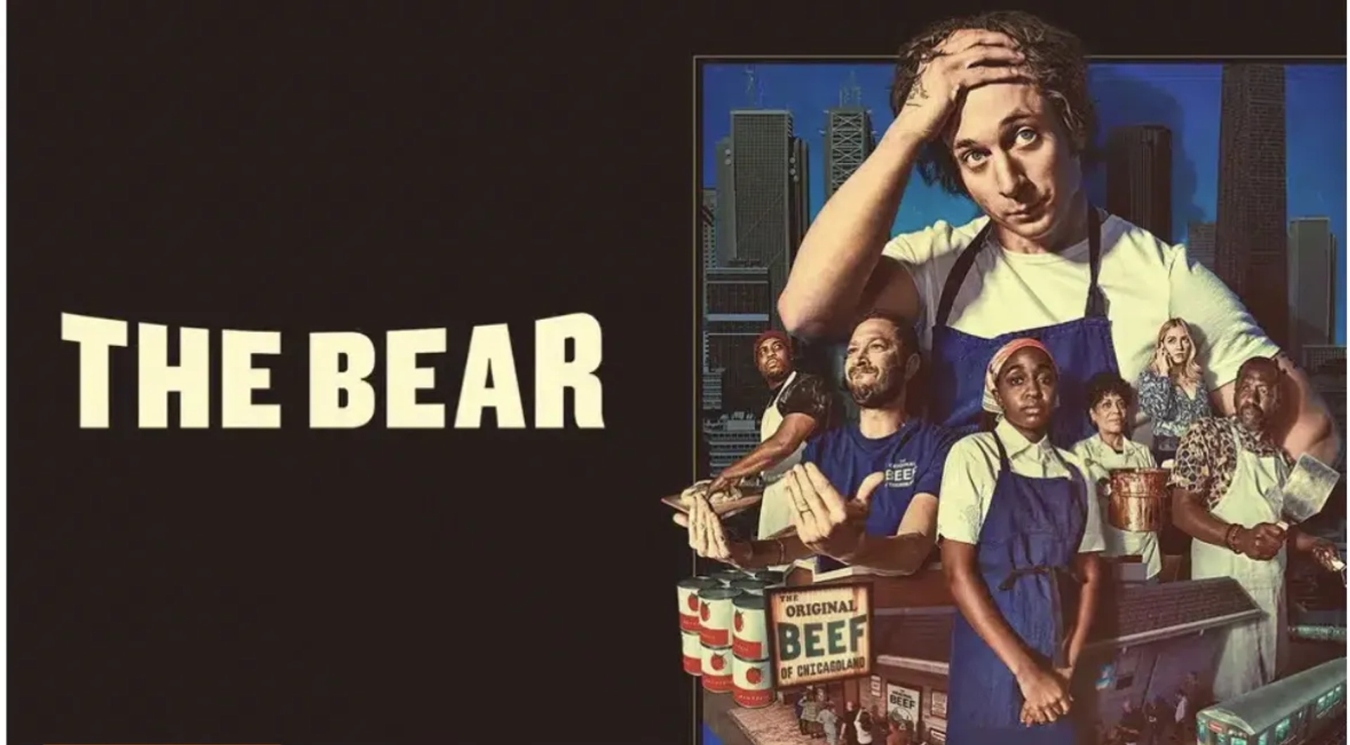 Ebon Moss-Bachrach, Liza Colón-Zayas, Jeremy Allen White, Abby Elliott, Edwin Lee Gibson, Lionel Boyce, and Ayo Edebiri in The Bear (2022)