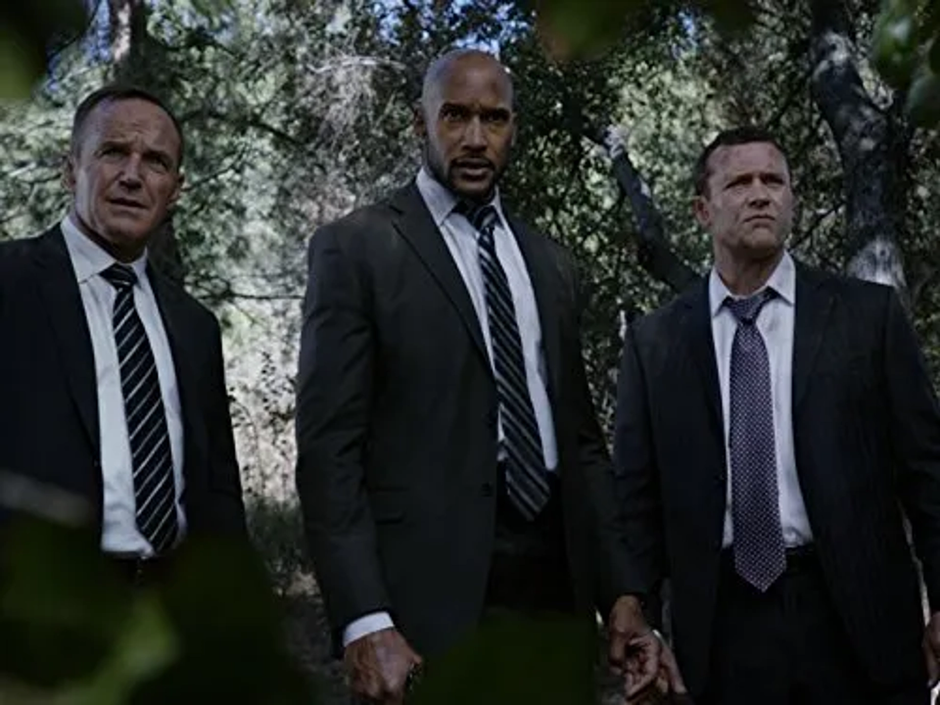 Henry Simmons, Clark Gregg, and Jason O'Mara in Agents of S.H.I.E.L.D. (2013)