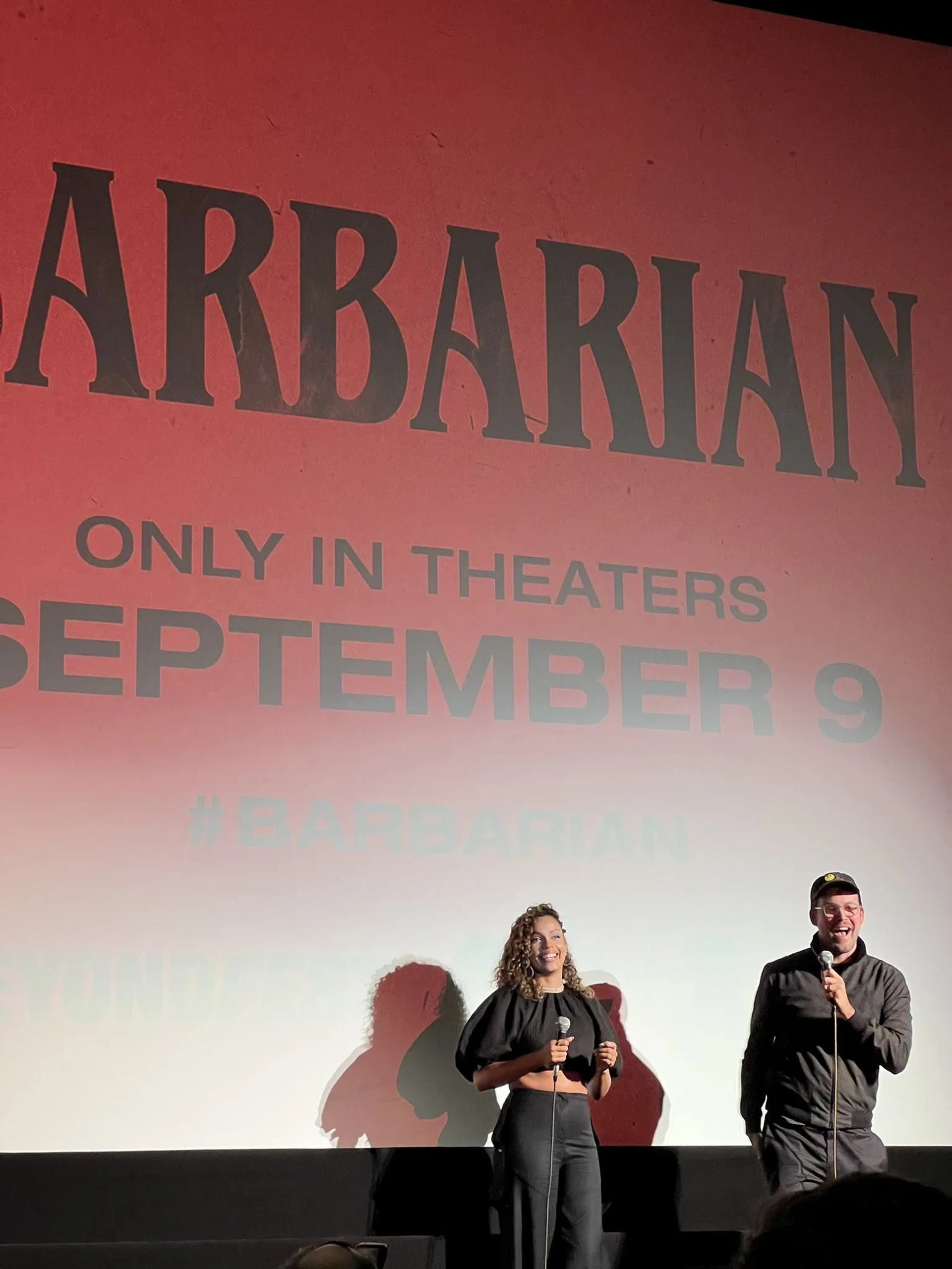 Zach Cregger and Georgina Campbell at an event for Barbarian (2022)