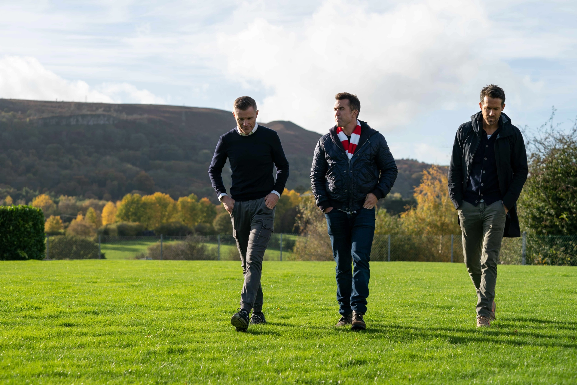 Ryan Reynolds, Rob McElhenney, and Spencer Harris in Welcome to Wrexham (2022)