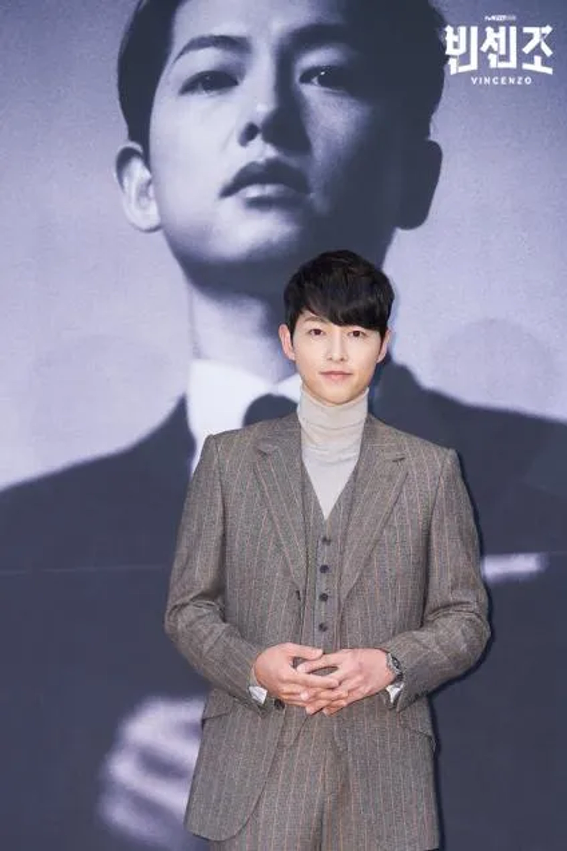 Song Joong-ki at an event for Vincenzo (2021)