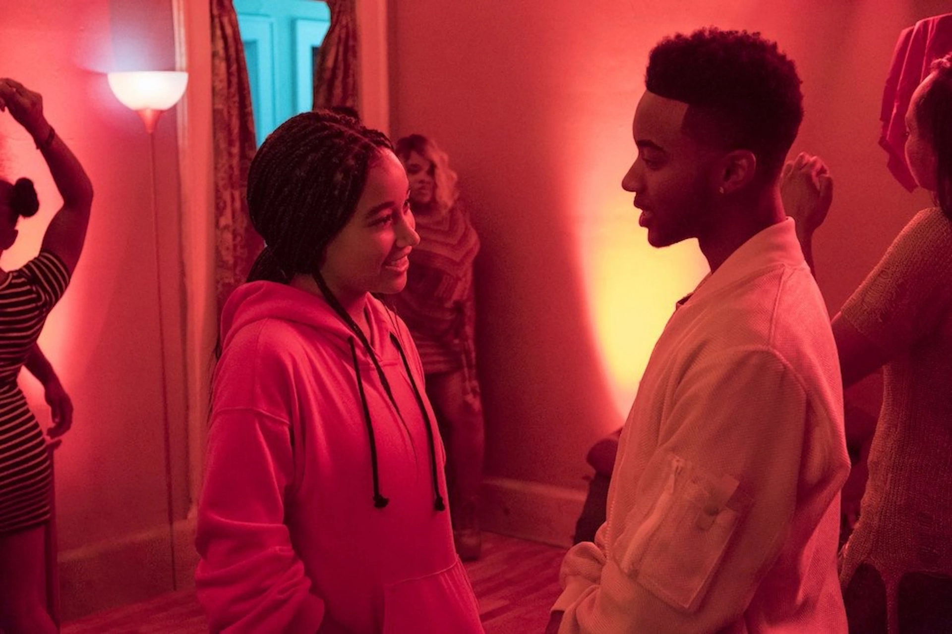 Still of Amandla Stenberg and Algee Smith in The Hate U Give