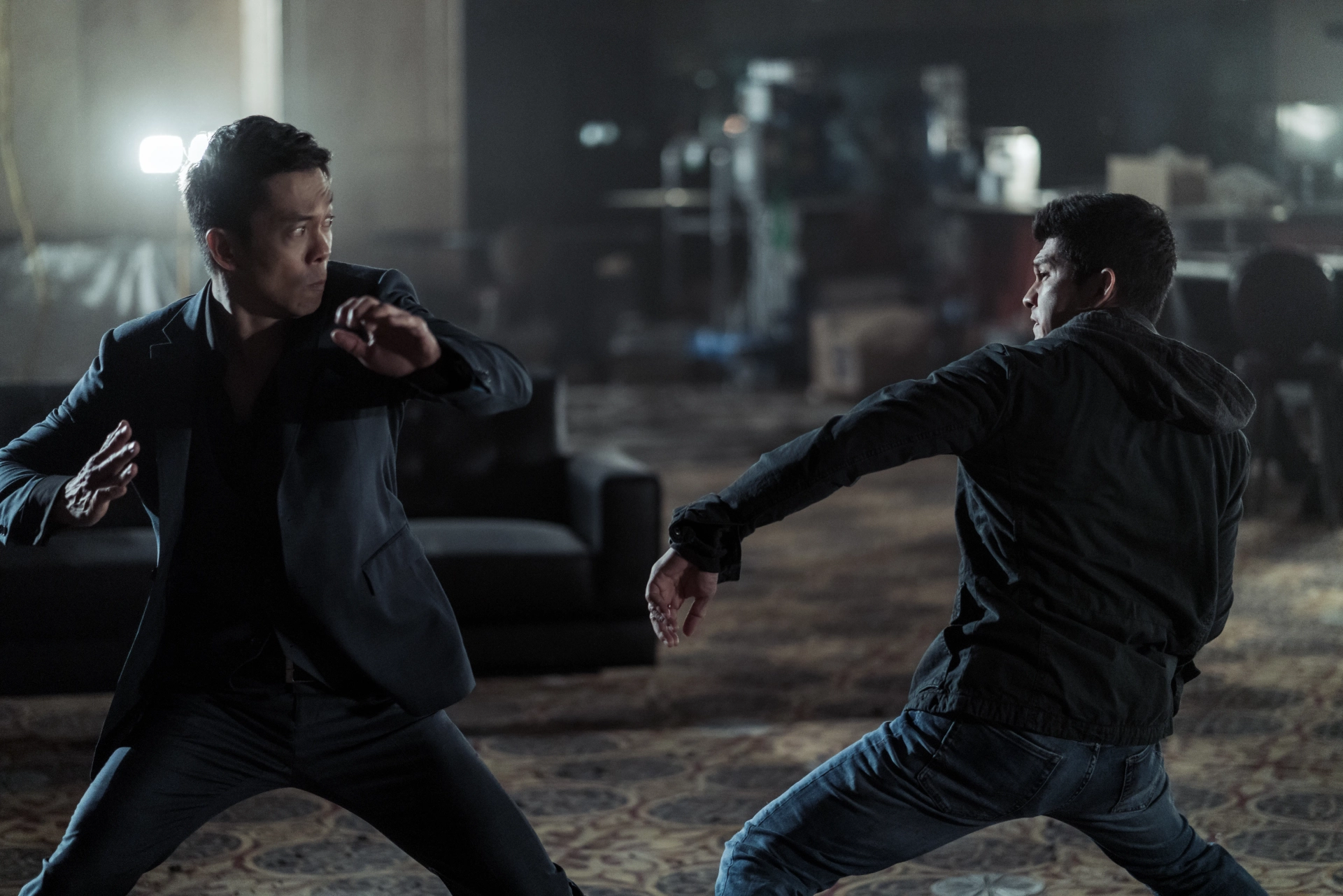 Byron Mann and Iko Uwais in Wu Assassins (2019)