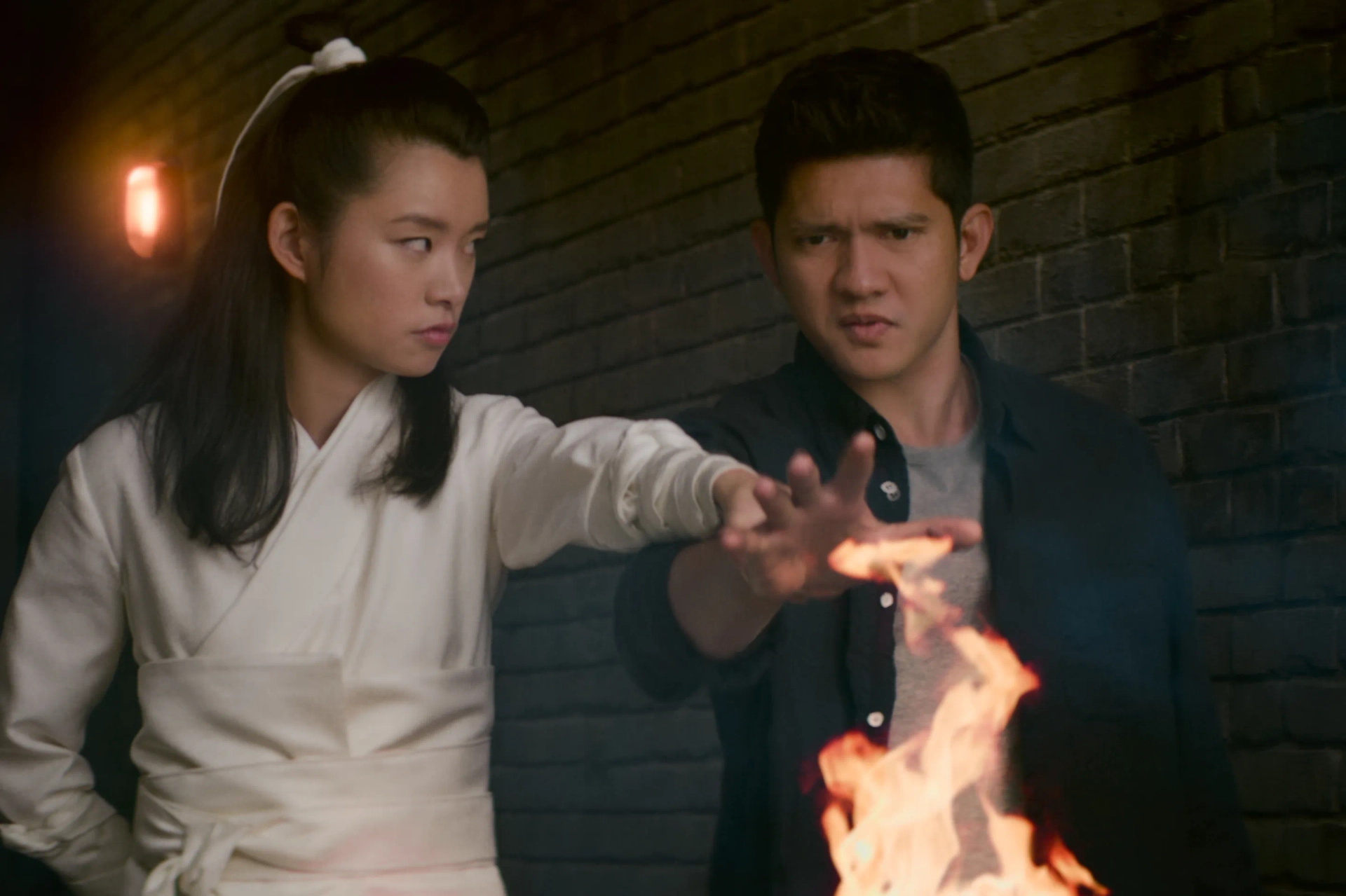 Celia Au and Iko Uwais in Wu Assassins (2019)