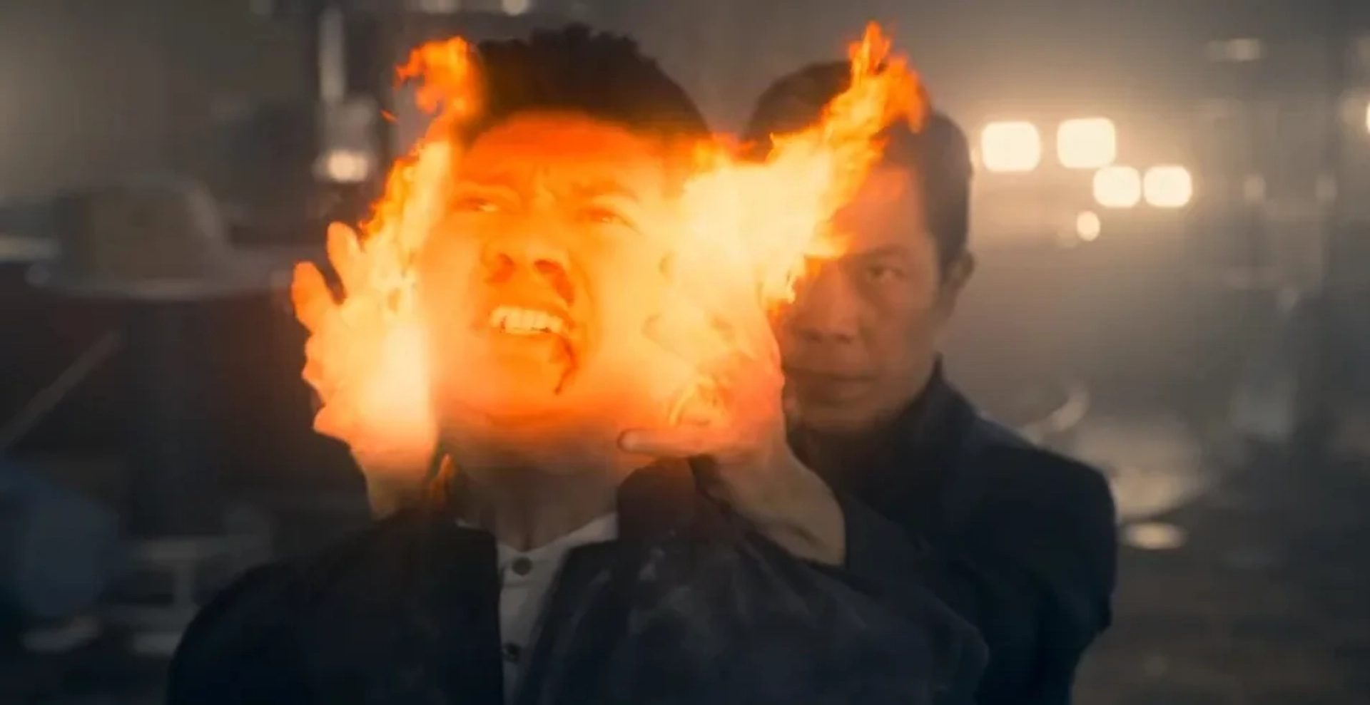 Byron Mann and Iko Uwais in Wu Assassins (2019)