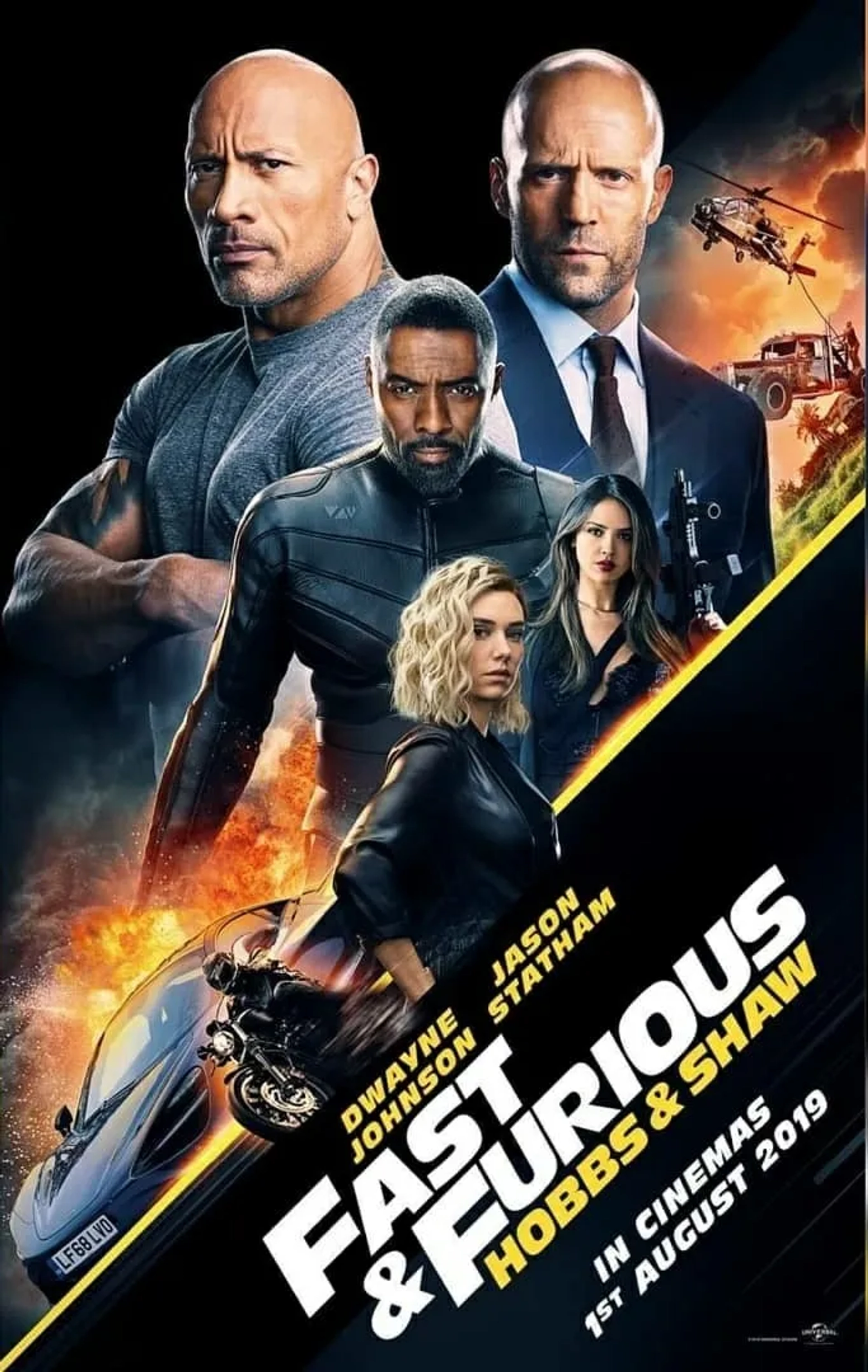 Jason Statham, Idris Elba, Eiza González, and Vanessa Kirby in Fast & Furious Presents: Hobbs & Shaw (2019)