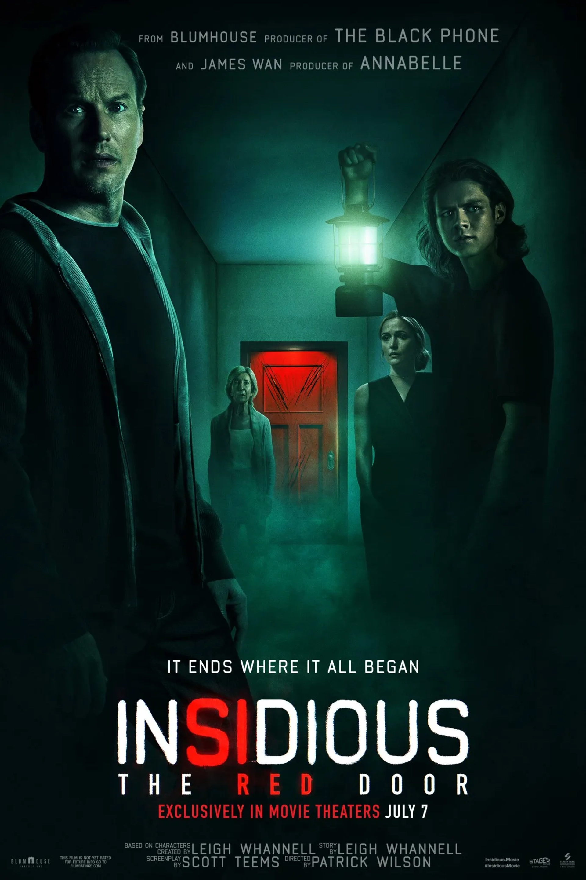 Lin Shaye, Rose Byrne, Patrick Wilson, and Ty Simpkins in Insidious: The Red Door (2023)