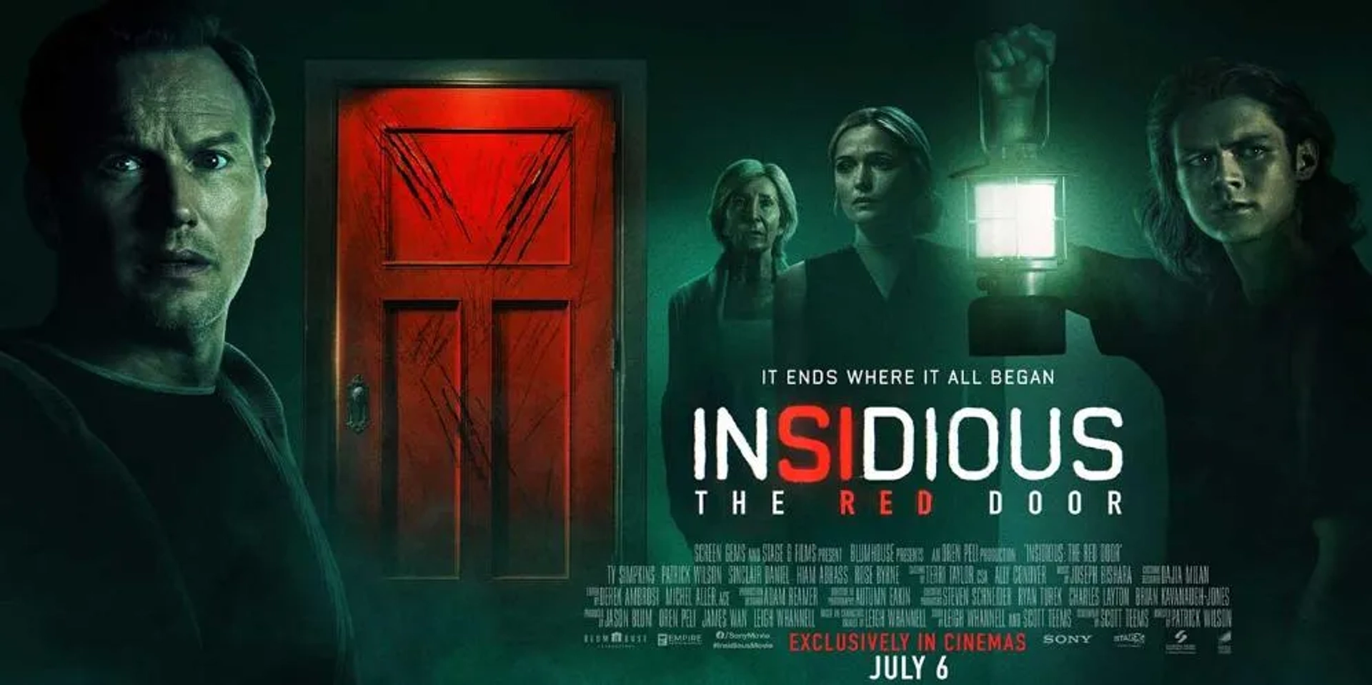 Lin Shaye, Rose Byrne, Patrick Wilson, and Ty Simpkins in Insidious: The Red Door (2023)