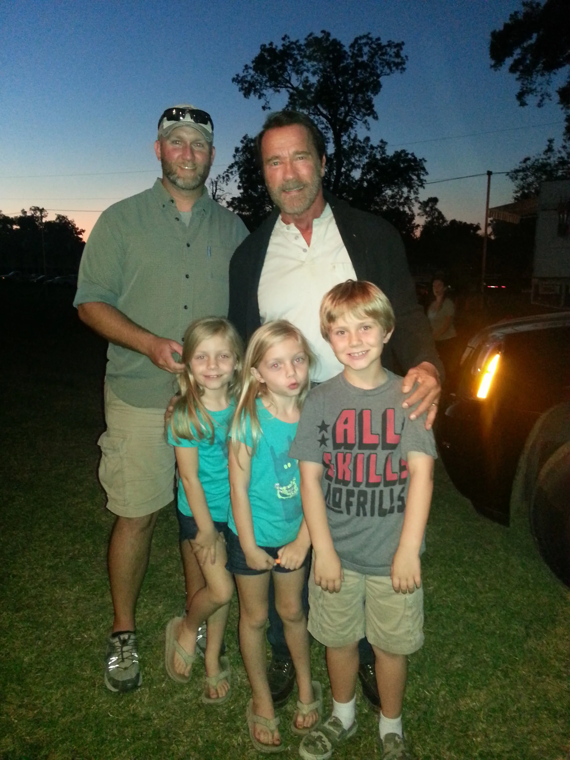 On the set of, "Maggie" with Arnold Schwarzenegger, Anthony Flowers, Camden Flowers and Carsen Flowers