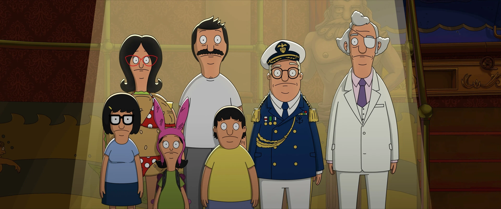 Kevin Kline, H. Jon Benjamin, Zach Galifianakis, Kristen Schaal, Eugene Mirman, Dan Mintz, and John Roberts in The Bob's Burgers Movie (2022)