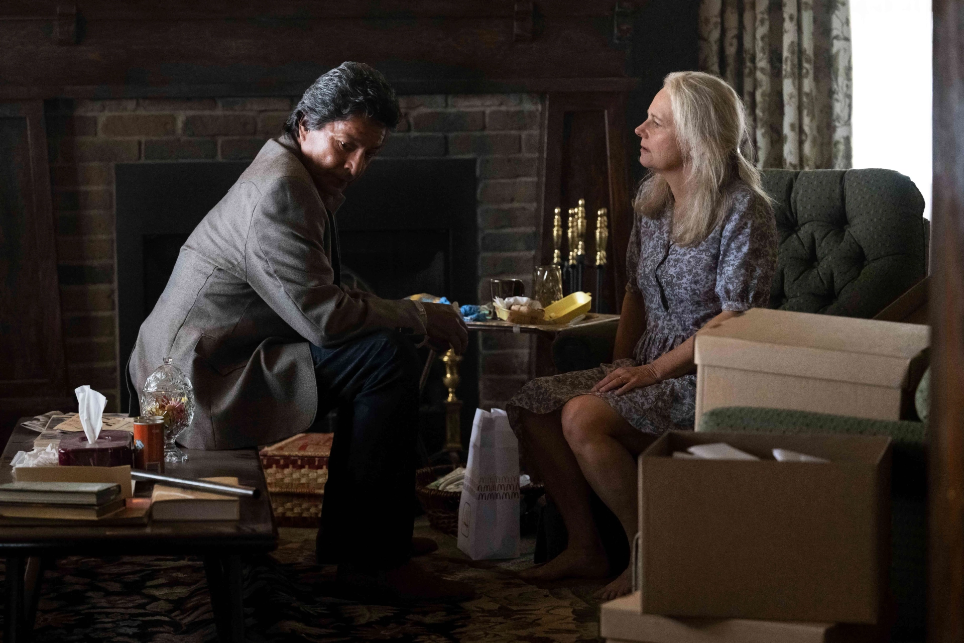 Gil Birmingham and Megan Leitch in Under the Banner of Heaven: Revelation (2022)