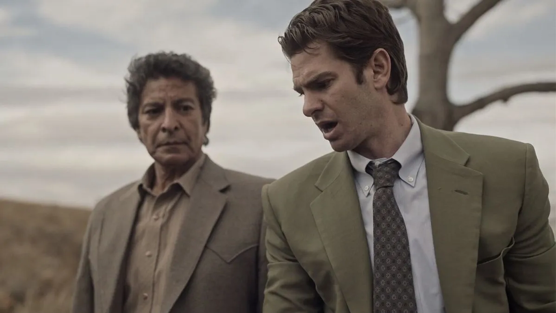 Gil Birmingham and Andrew Garfield in Under the Banner of Heaven: Blood Atonement (2022)