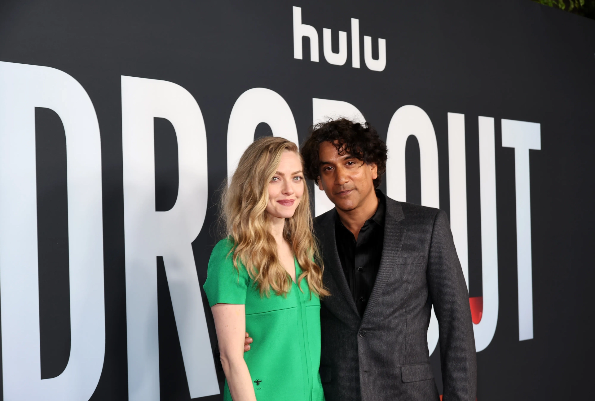 Naveen Andrews and Amanda Seyfried at an event for The Dropout (2022)