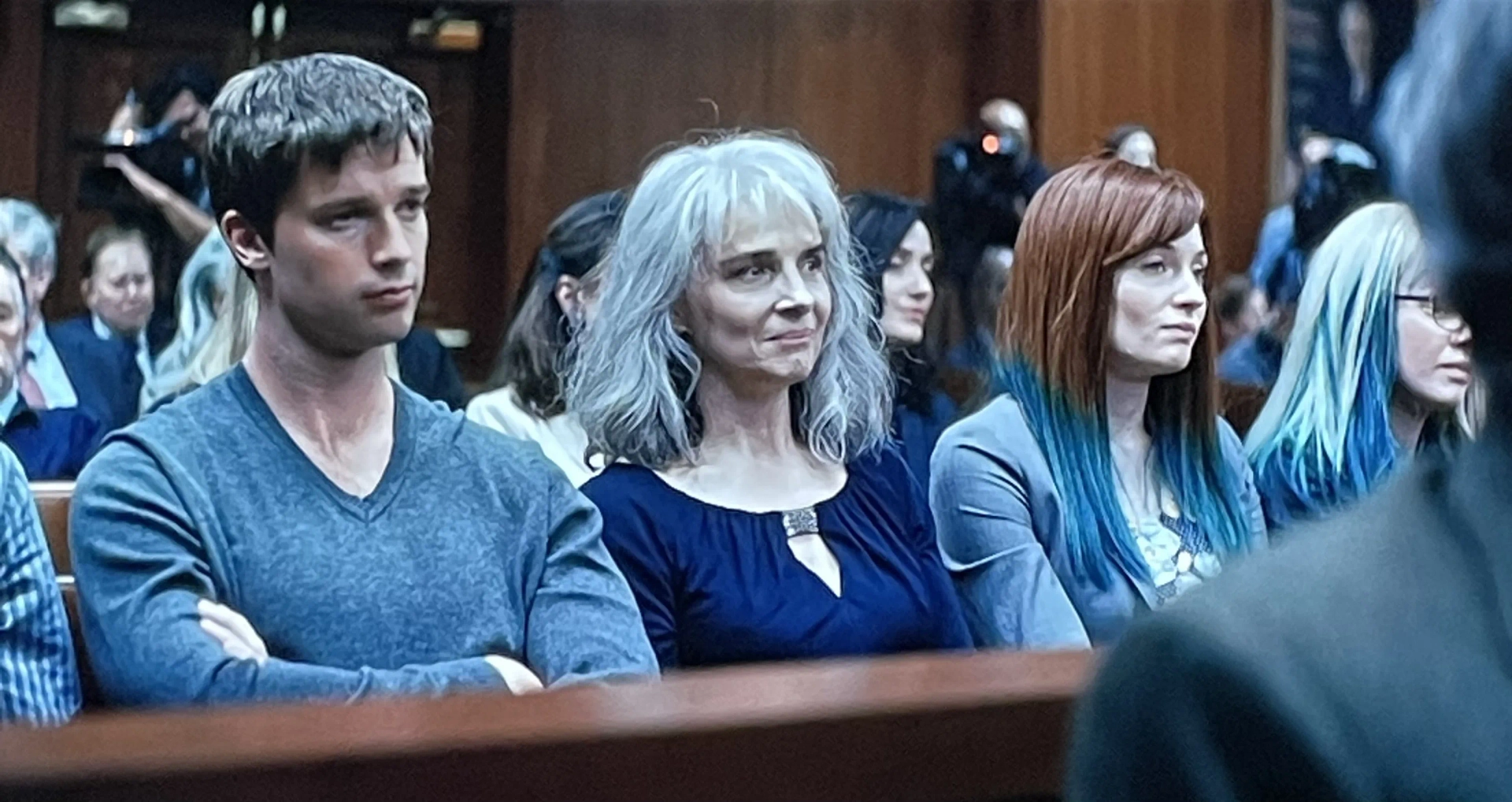 Juliette Binoche, Patrick Schwarzenegger, Odessa Young, and Sophie Turner in The Staircase (2022)