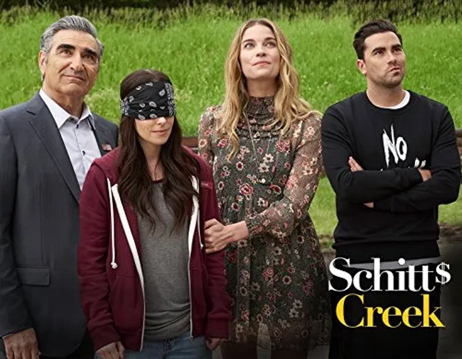 Emily Hampshire, Eugene Levy, Annie Murphy, and Dan Levy in Schitt's Creek (2015)