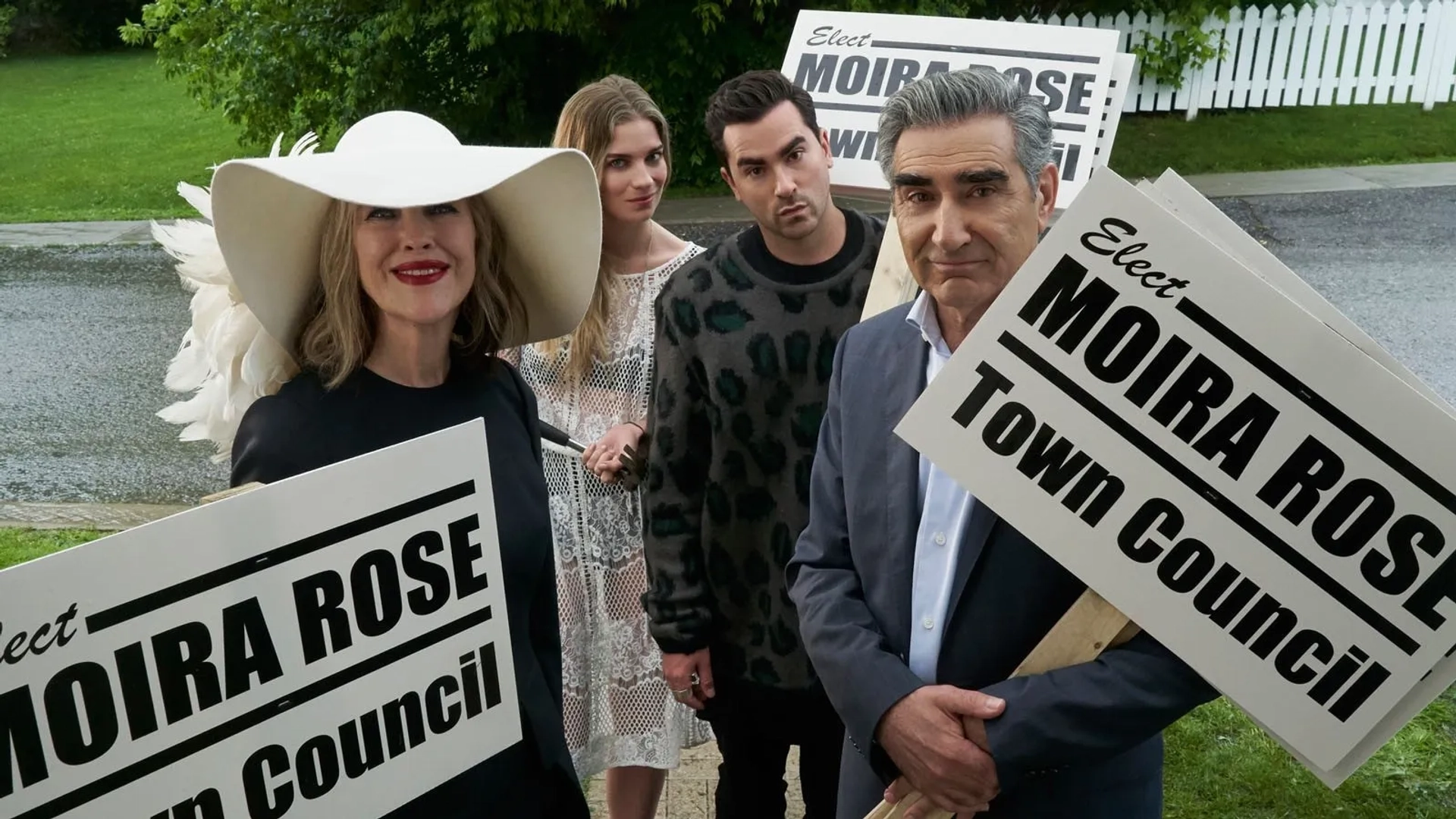 Catherine O'Hara, Eugene Levy, Annie Murphy, and Dan Levy in Schitt's Creek (2015)