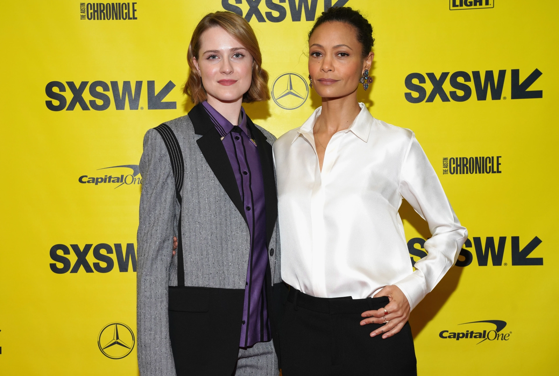 Thandiwe Newton and Evan Rachel Wood at an event for Westworld (2016)