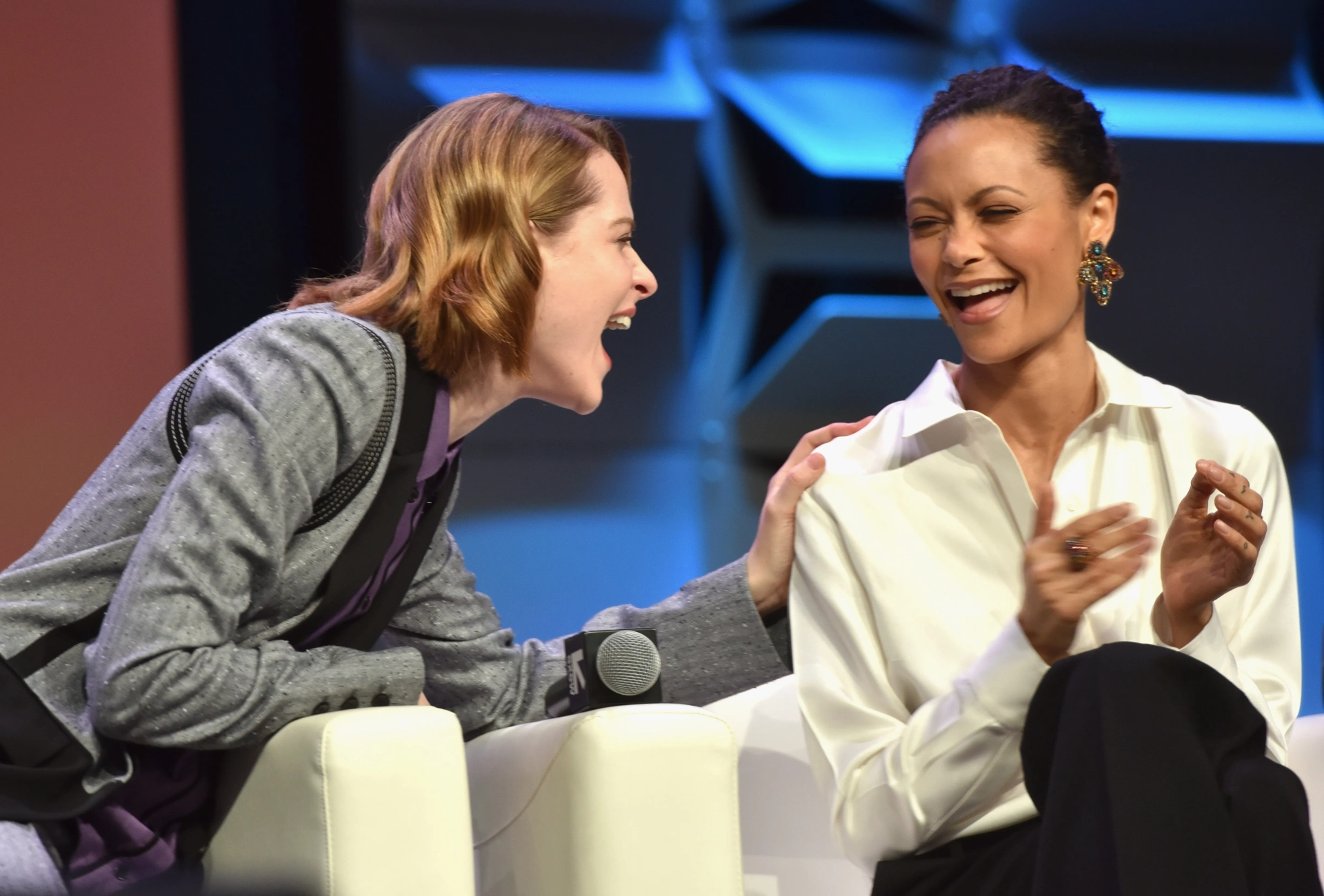 Thandiwe Newton and Evan Rachel Wood at an event for Westworld (2016)